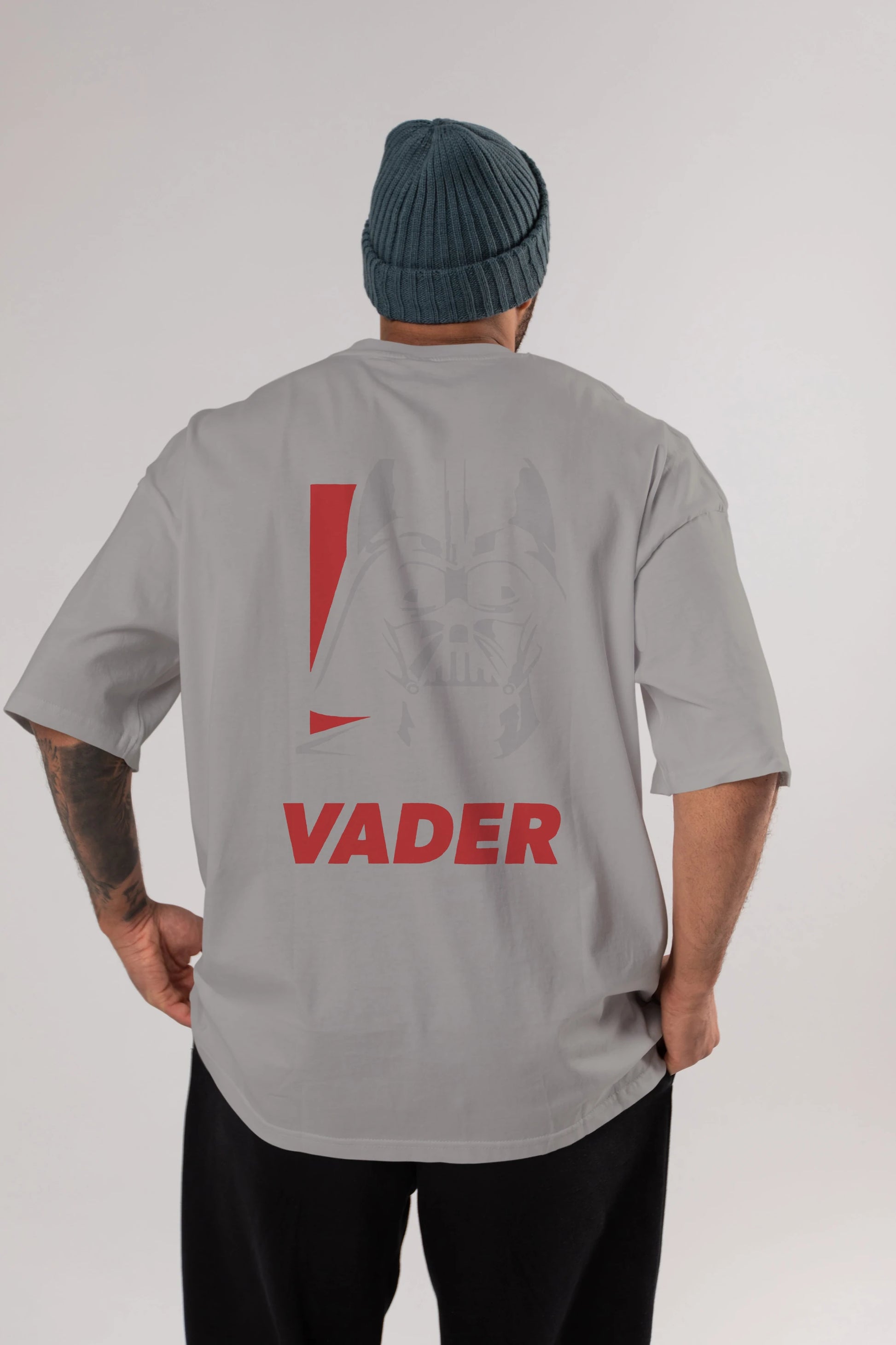 Darth Vader Arka Baskılı Oversize t-shirt Erkek Kadın Unisex %100 Pamuk Bisiklet Yaka tişort