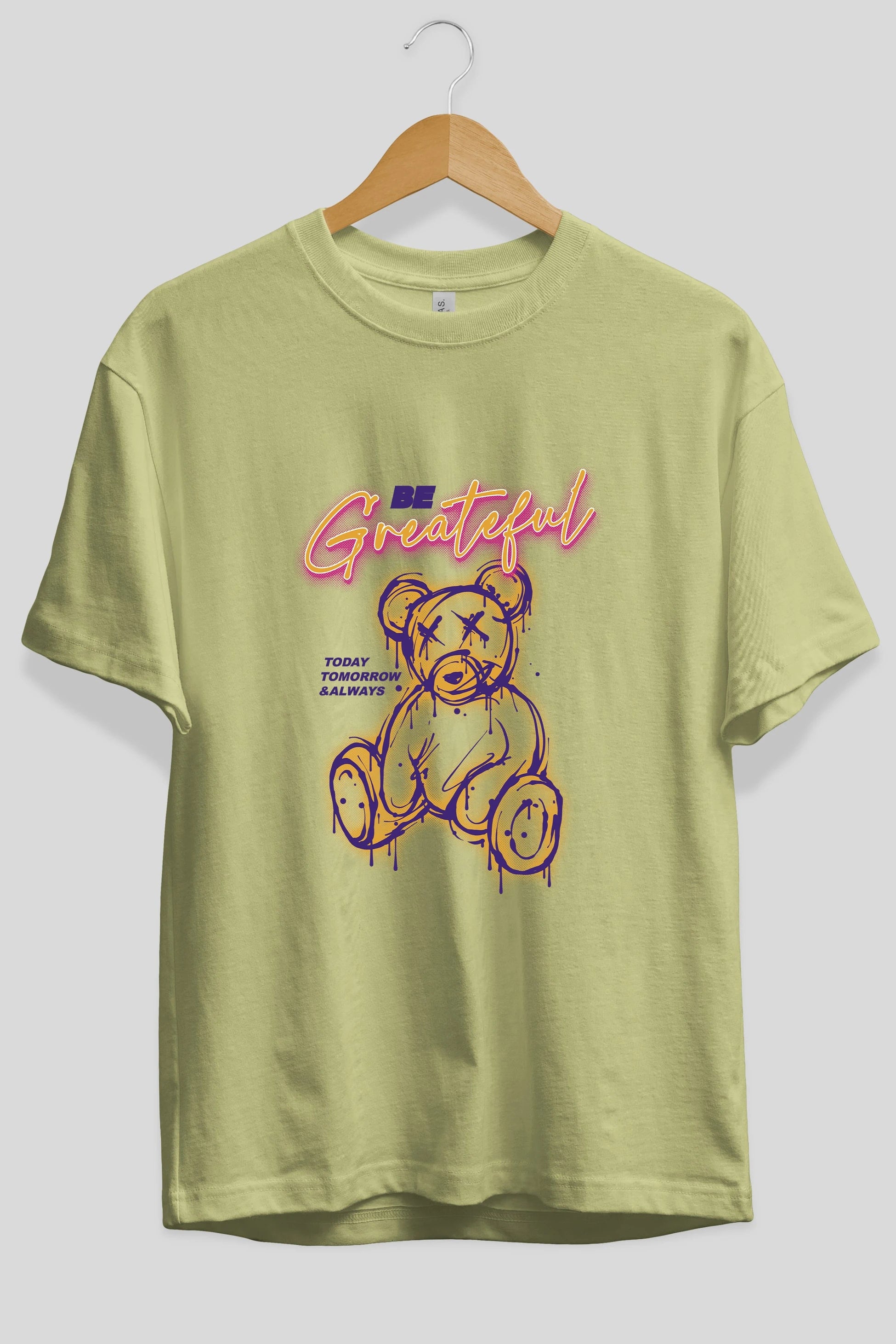 Be Greateful Bear Ön Baskılı Oversize t-shirt Erkek Kadın Unisex