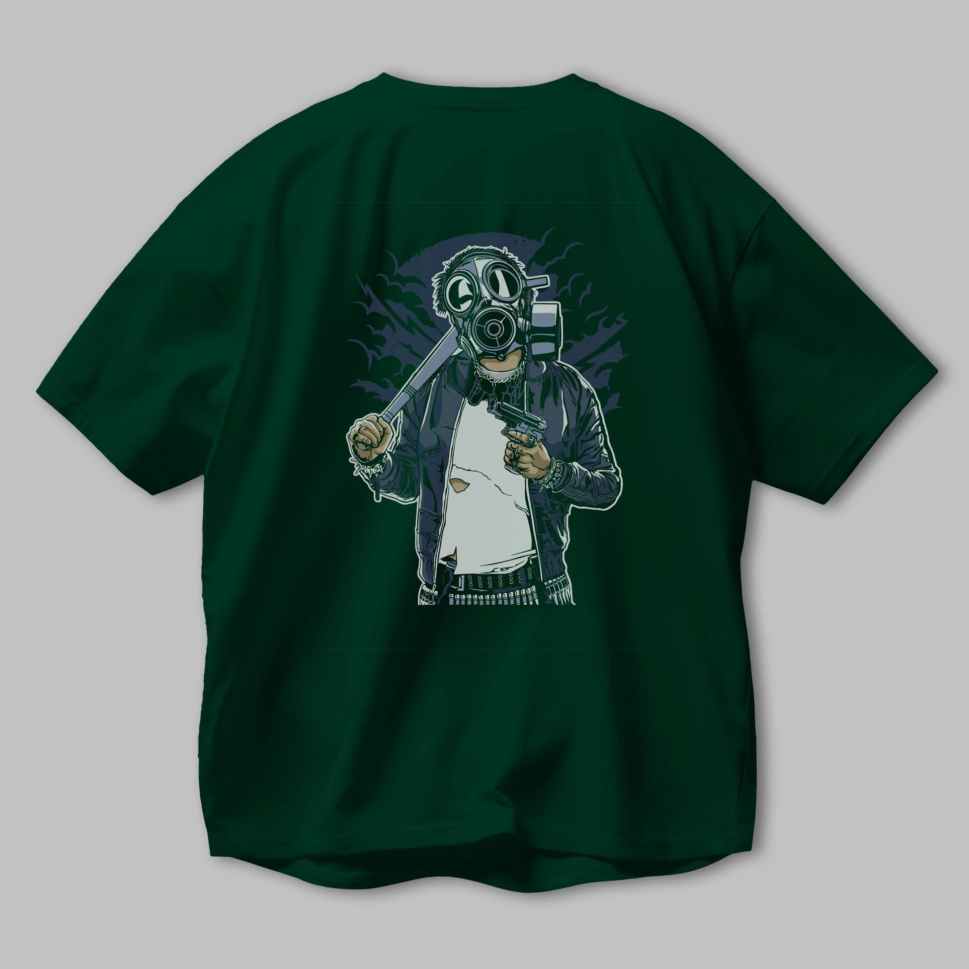 Gasmask Bastard Arka Baskılı Oversize t-shirt Erkek Kadın Unisex %100 Pamuk
