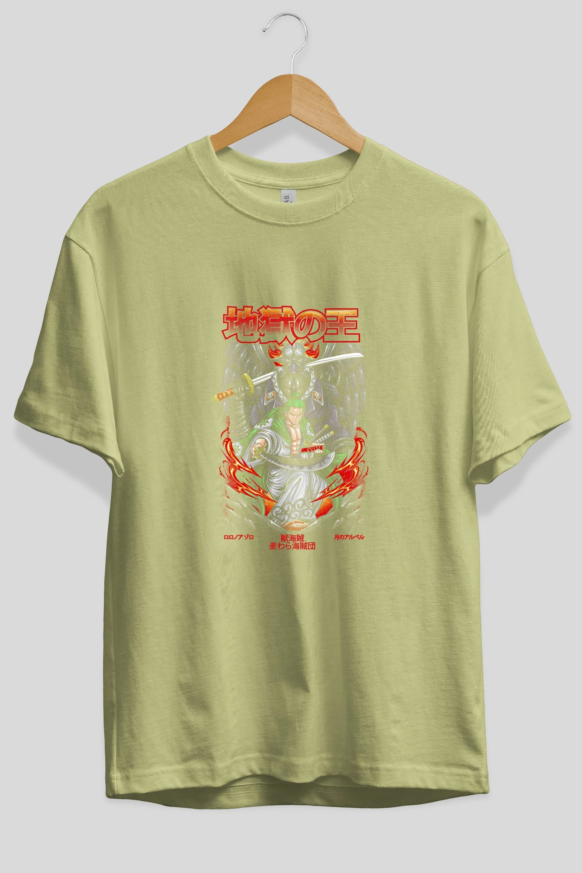 Roronoa Zoro 4 Anime Ön Baskılı Oversize t-shirt %100 pamuk Erkek Kadın Unisex