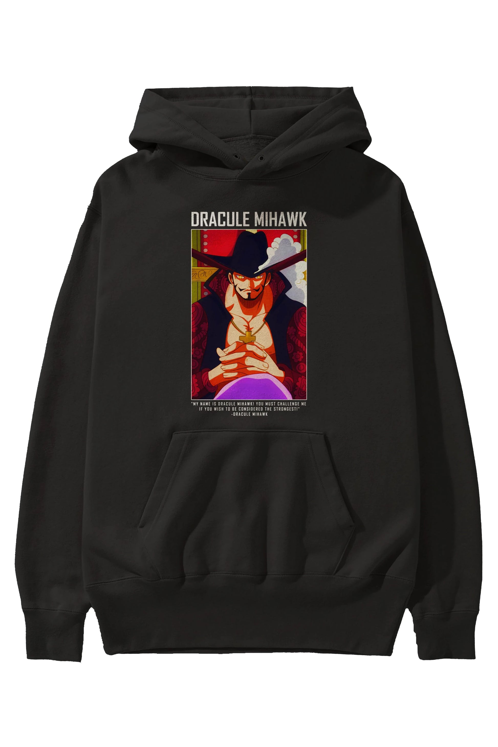 Dracule Mihawk Anime Ön Baskılı Hoodie Oversize Kapüşonlu Sweatshirt Erkek Kadın Unisex