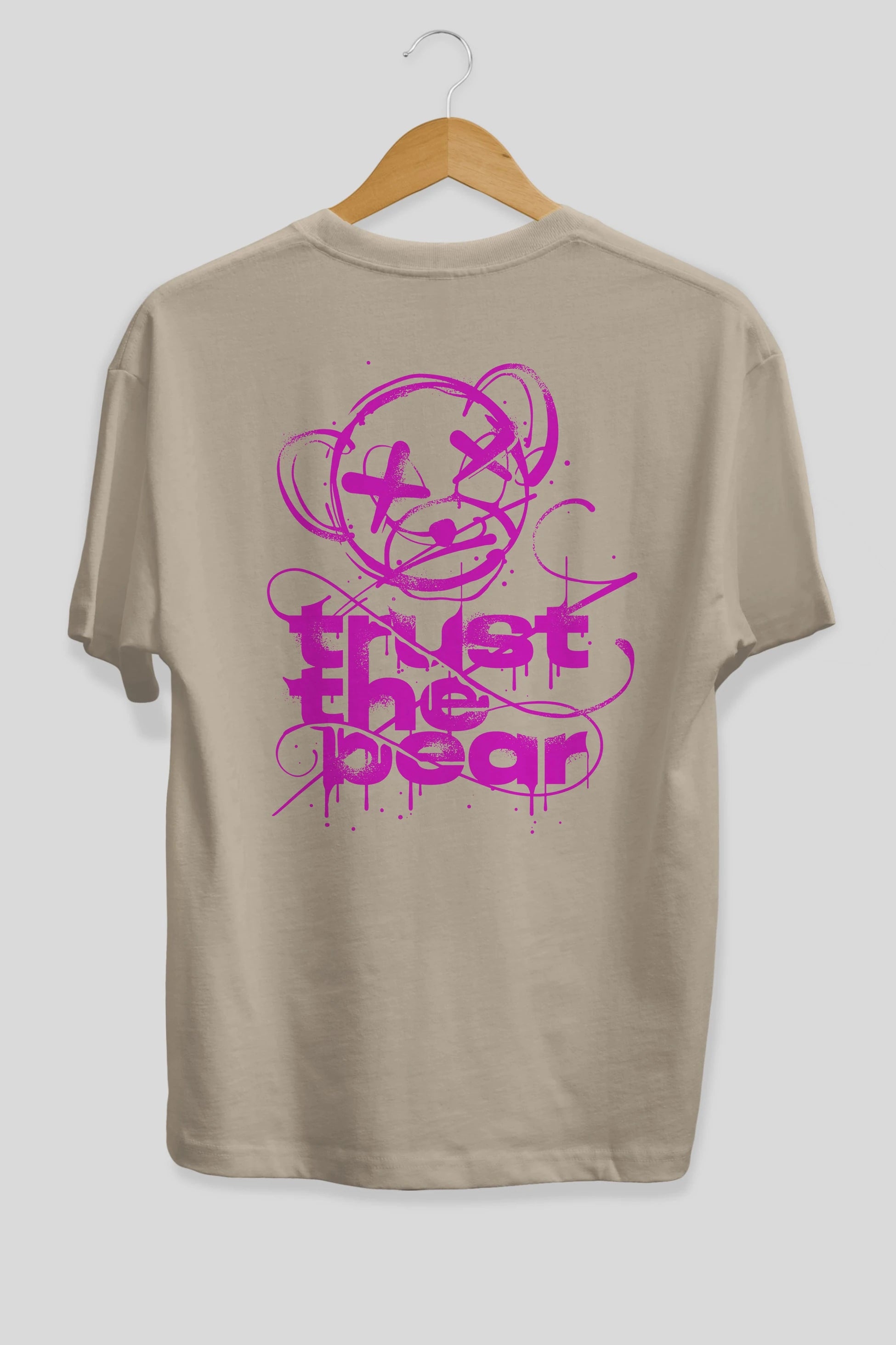 Trust The Bear 2 Arka Baskılı Oversize t-shirt Erkek Kadın Unisex
