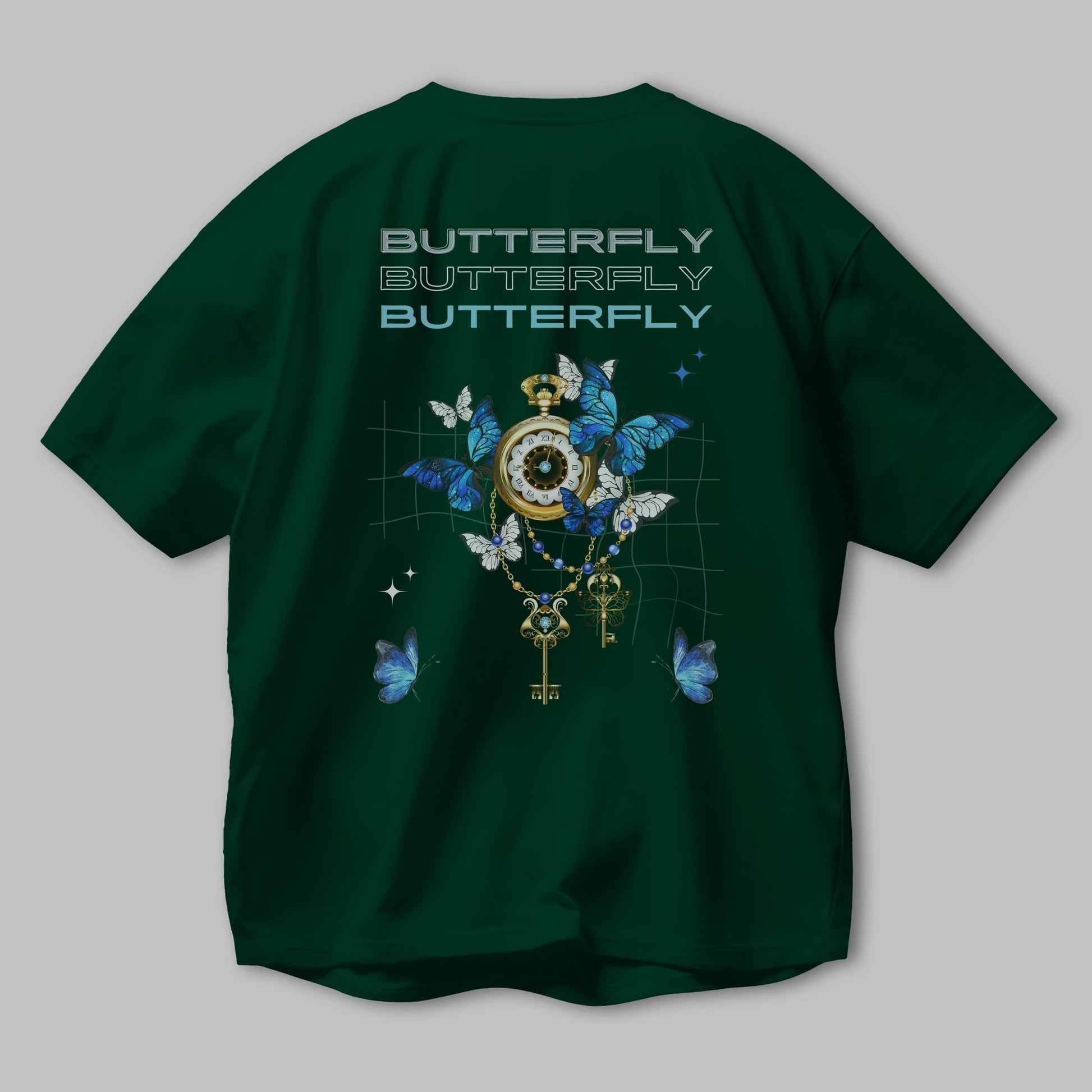 Butterfly Yazılı Arka Baskılı Oversize t-shirt Erkek Kadın Unisex