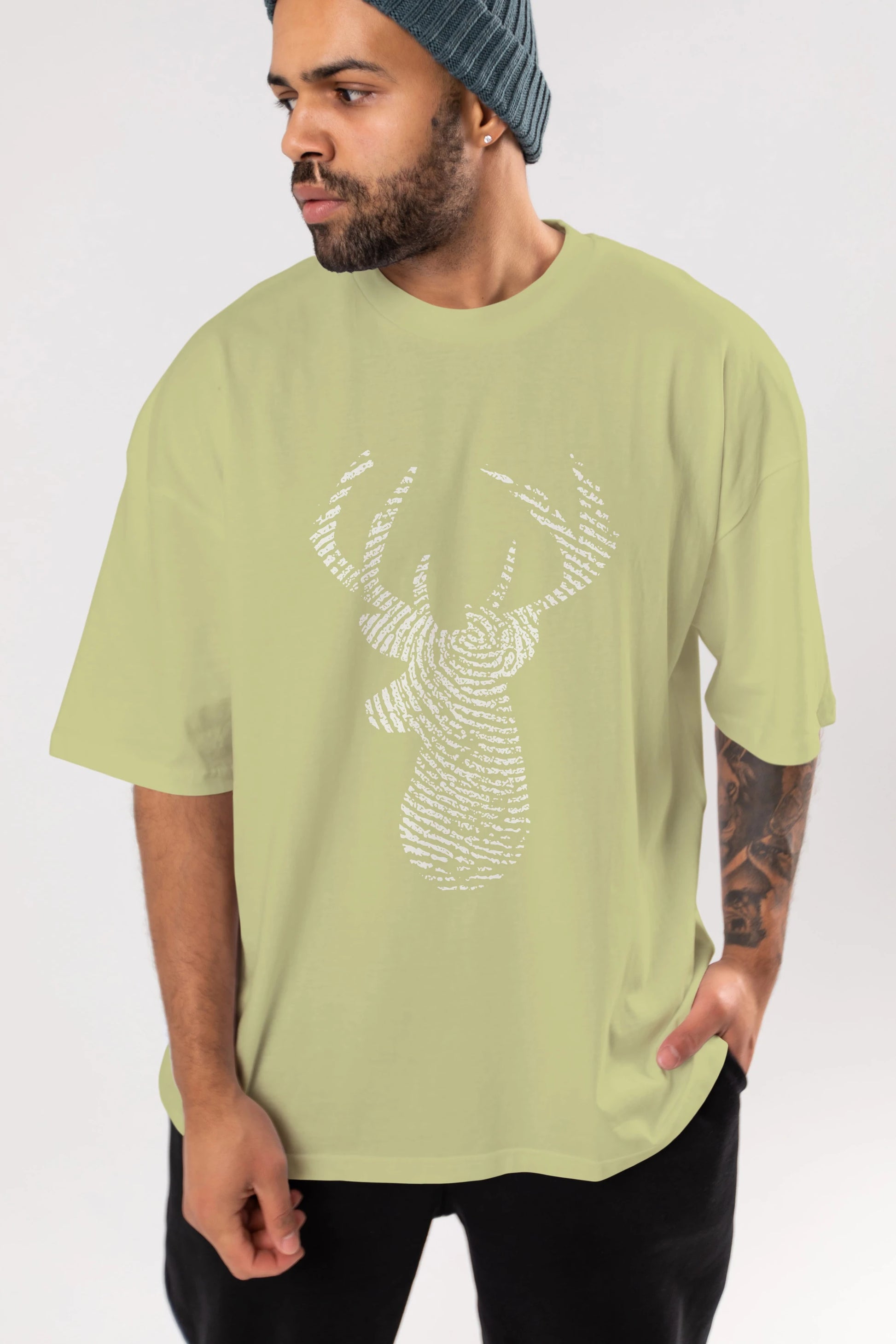 Deer 3 Ön Baskılı Oversize t-shirt %100 pamuk Erkek Kadın Unisex