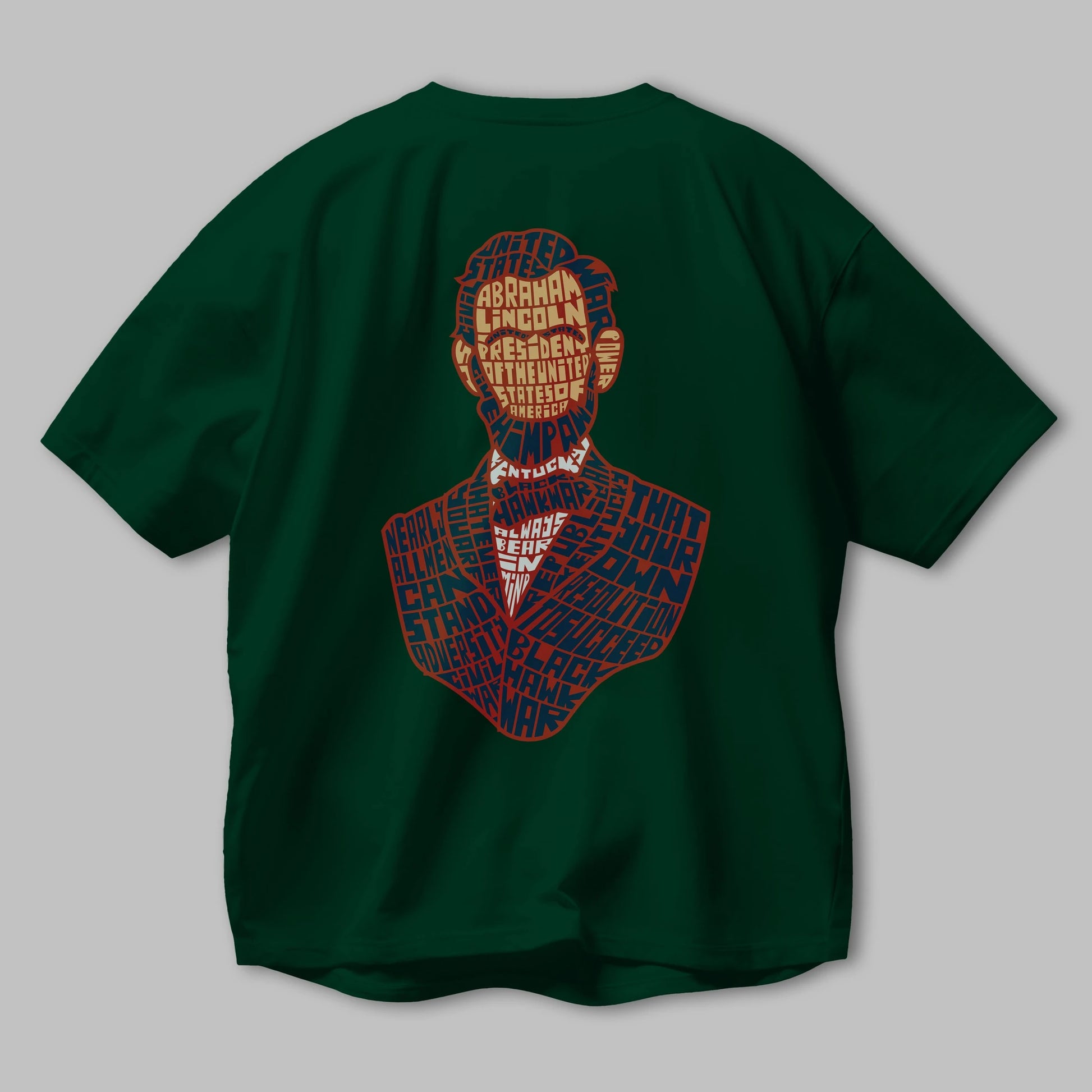 Abraham Lincoln Arka Baskılı Oversize t-shirt %100 pamuk Erkek Kadın Unisex
