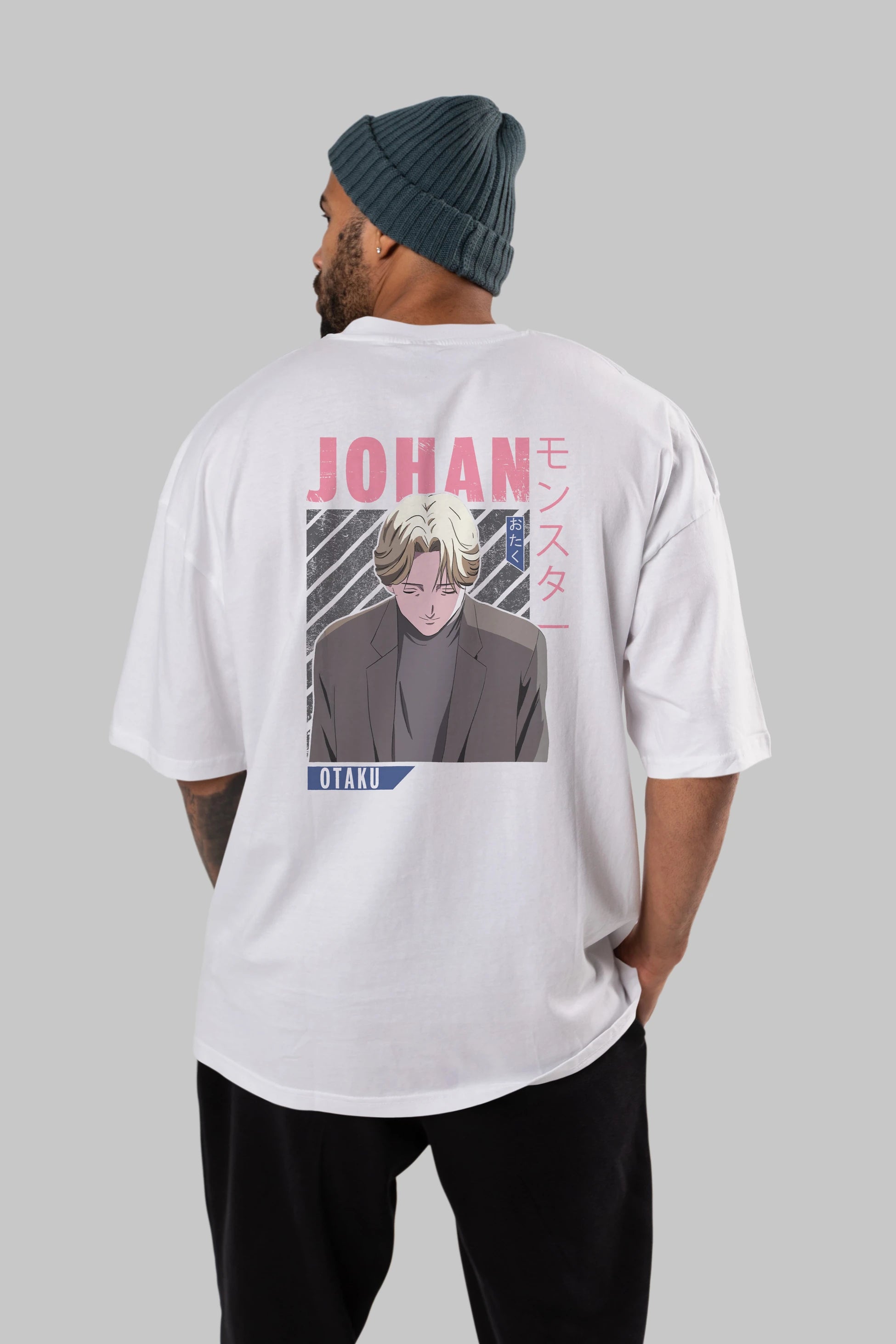 Johan Liebert MONSTER Anime Arka Baskılı Oversize t-shirt Erkek Kadın Unisex
