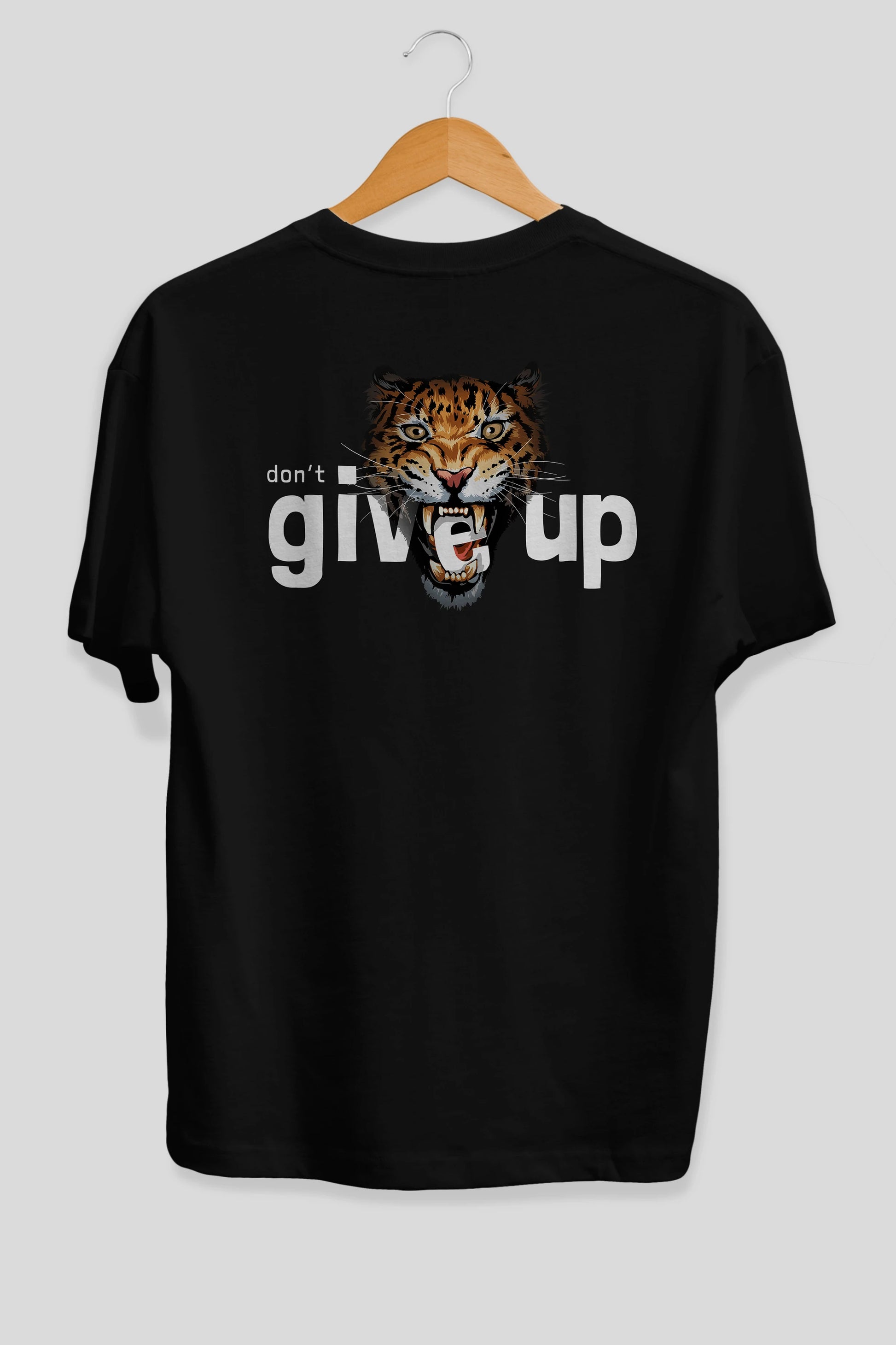 Teddy Bear Dont Give Up Arka Baskılı Oversize t-shirt Erkek Kadın Unisex %100 Pamuk