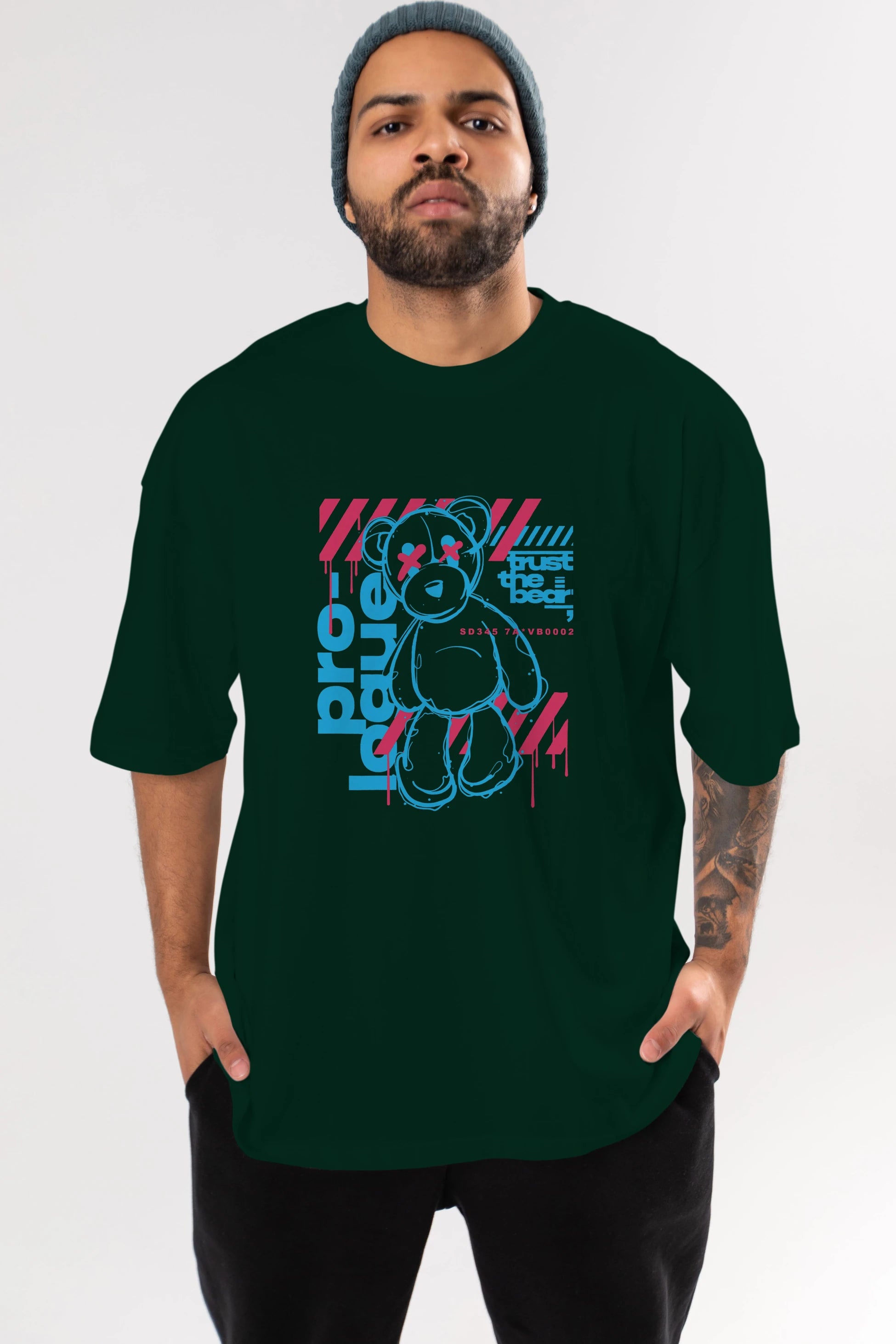 Trust The Bear Ön Baskılı Oversize t-shirt Erkek Kadın Unisex