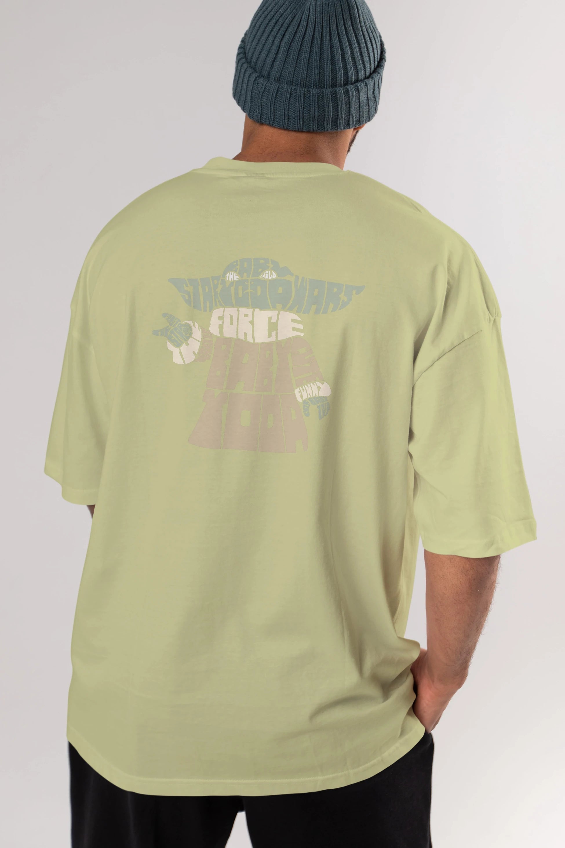 Baby Yoda Arka Baskılı Oversize t-shirt %100 pamuk Erkek Kadın Unisex