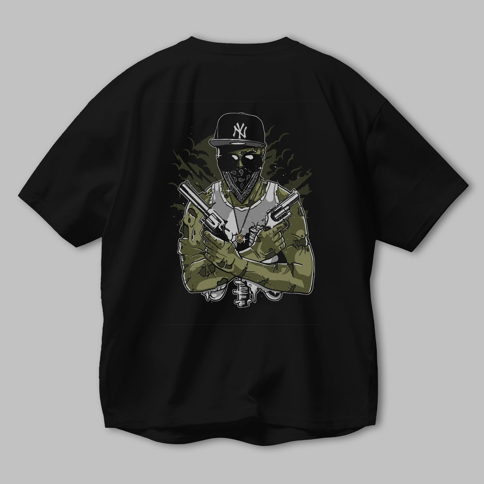 Gangsta Zombie Arka Baskılı Oversize t-shirt Erkek Kadın Unisex %100 Pamuk