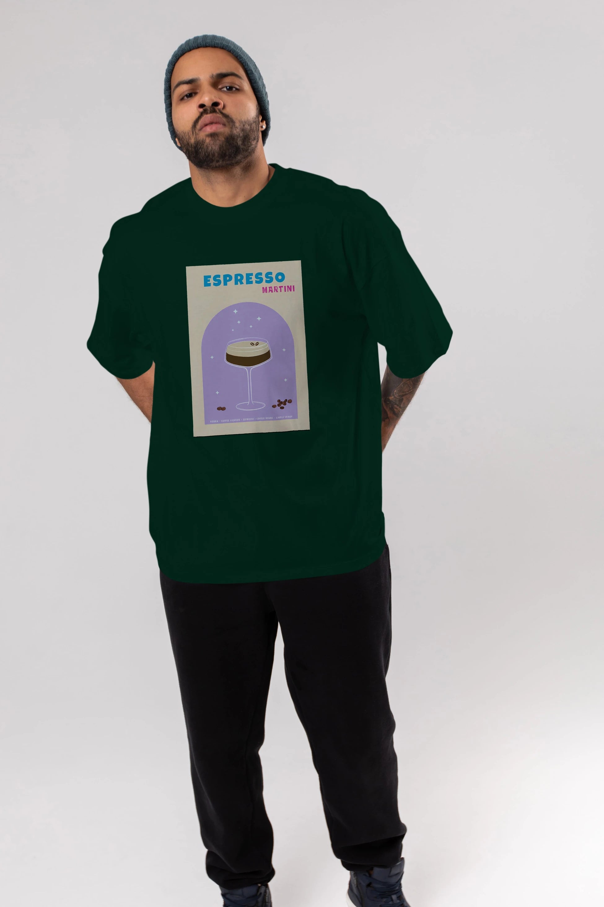 Espresso Martini 5 Ön Baskılı Oversize t-shirt Erkek Kadın Unisex %100 Pamuk Bisiklet Yaka tişort