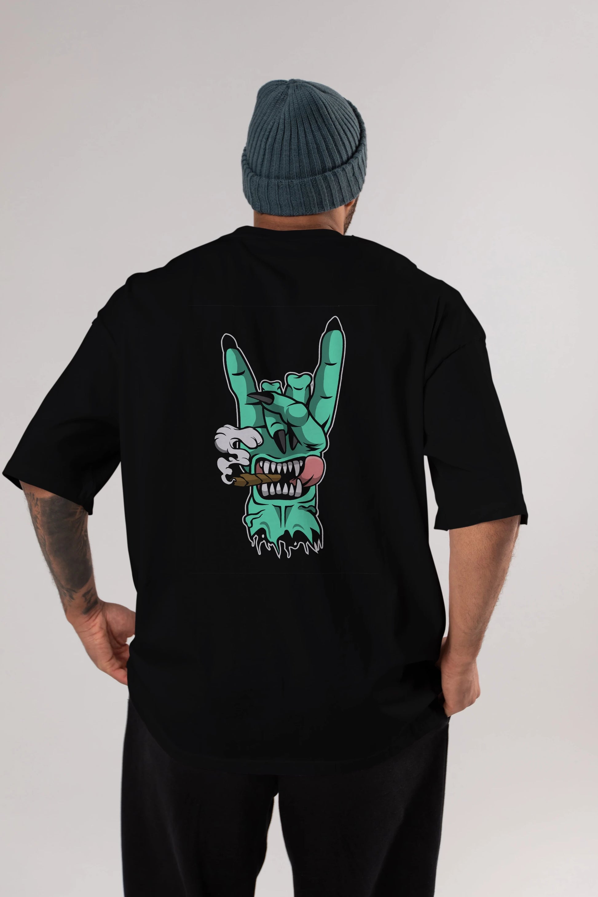 Metal Sign Arka Baskılı Oversize t-shirt Erkek Kadın Unisex %100 Pamuk tişort
