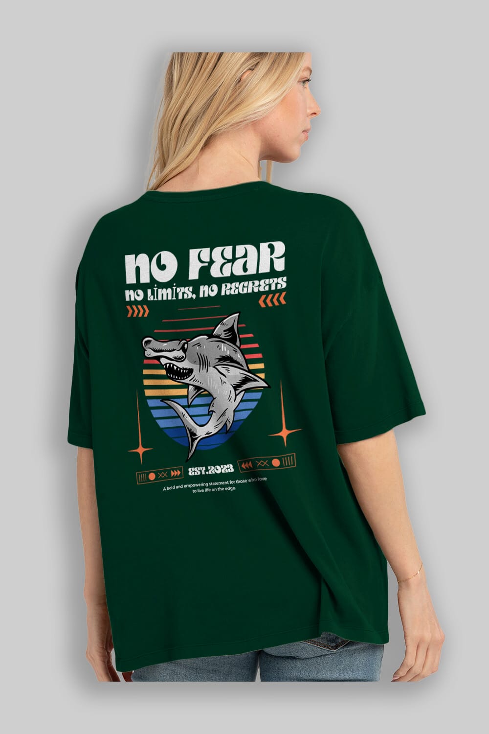 No Fear Yazılı Arka Baskılı Oversize t-shirt Erkek Kadın Unisex