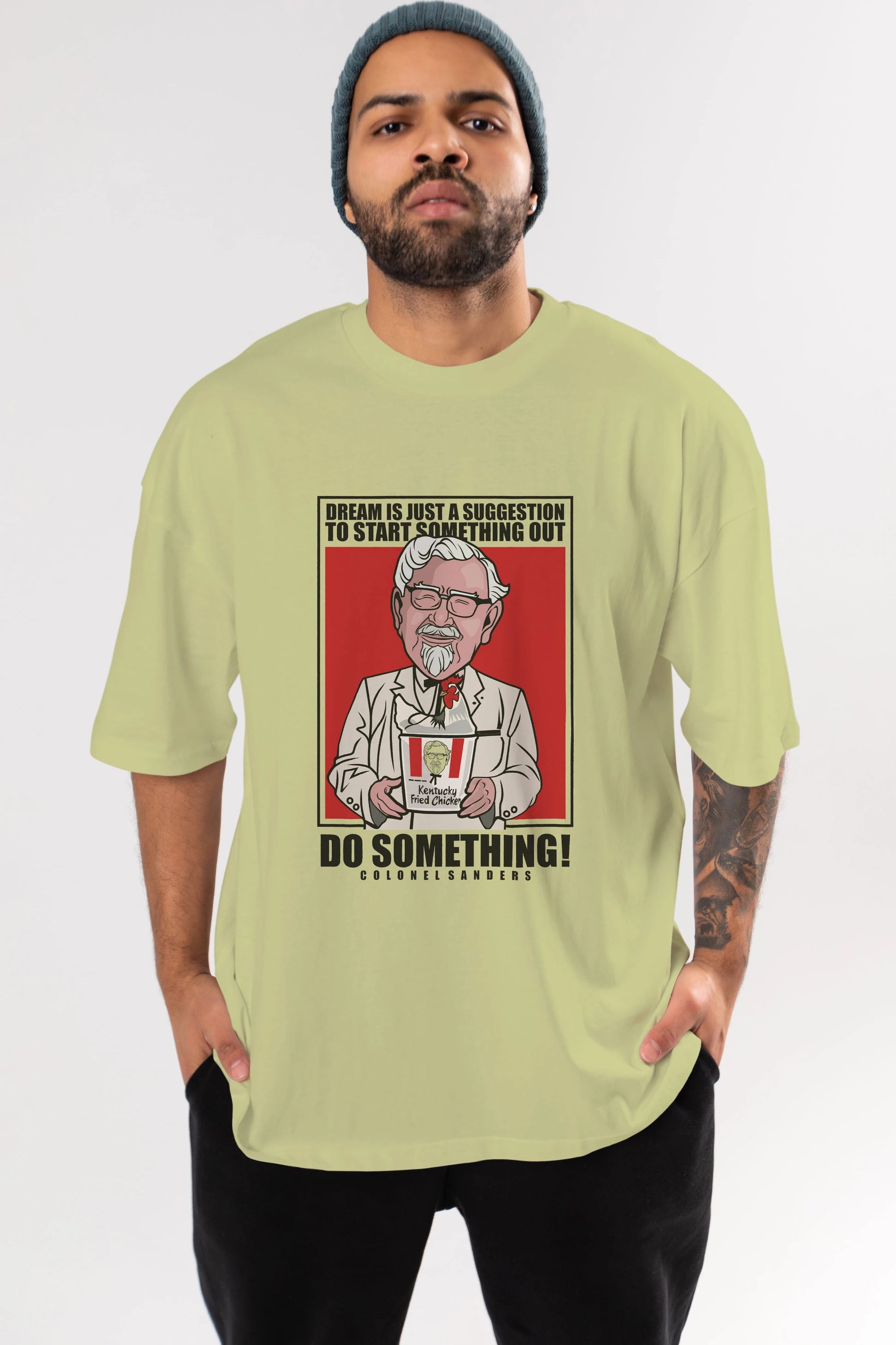 Colonel Sanders Ön Baskılı Oversize t-shirt Erkek Kadın Unisex %100 Pamuk tişort
