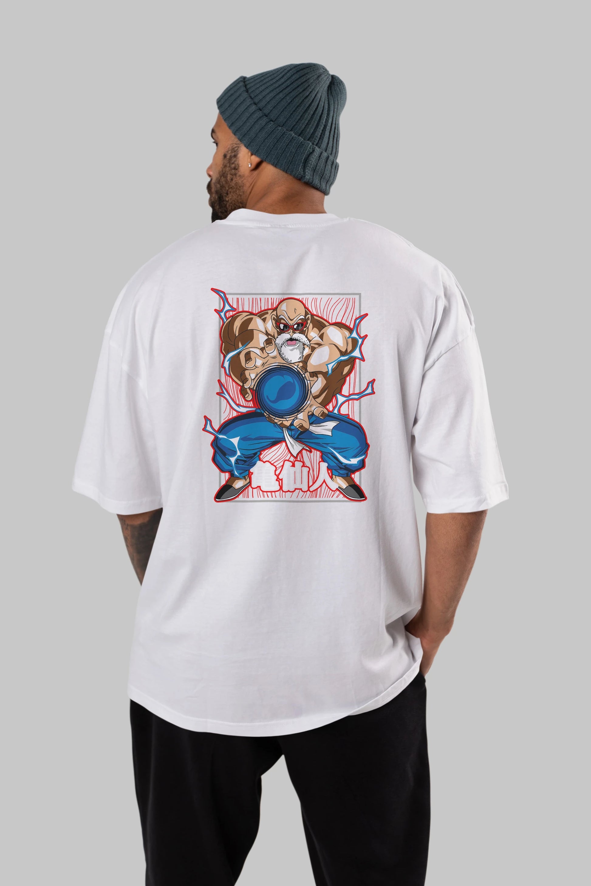 DragonBall MaestroRoshi Anime Arka Baskılı Oversize t-shirt Erkek Kadın Unisex