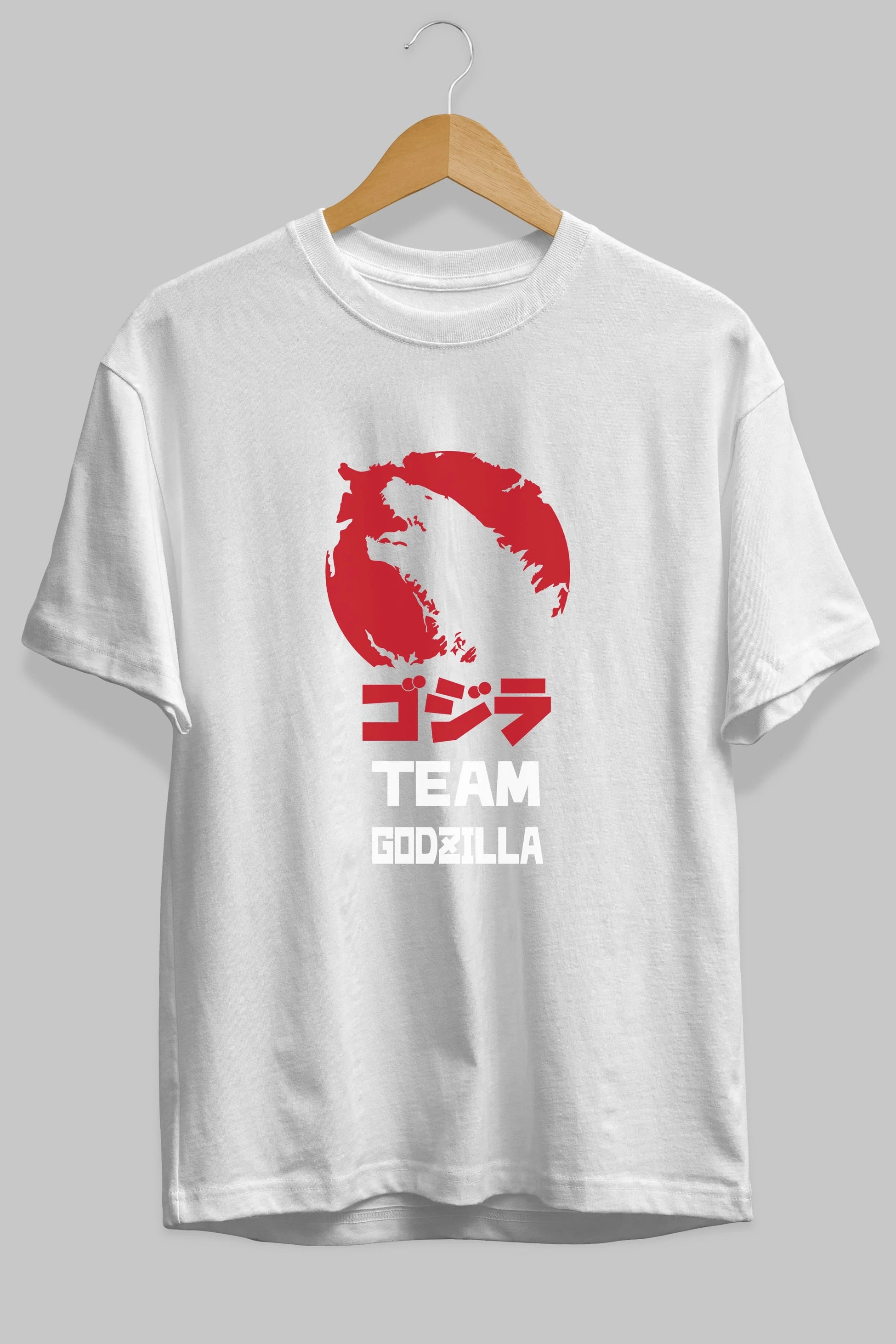 Team Godzilla Ön Baskılı Oversize t-shirt Erkek Kadın Unisex %100 Pamuk Bisiklet Yaka tişort
