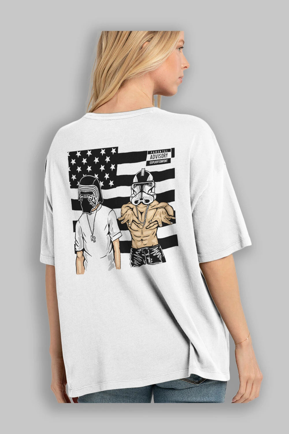 Darkonia Arka Baskılı Oversize t-shirt Erkek Kadın Unisex %100 Pamuk