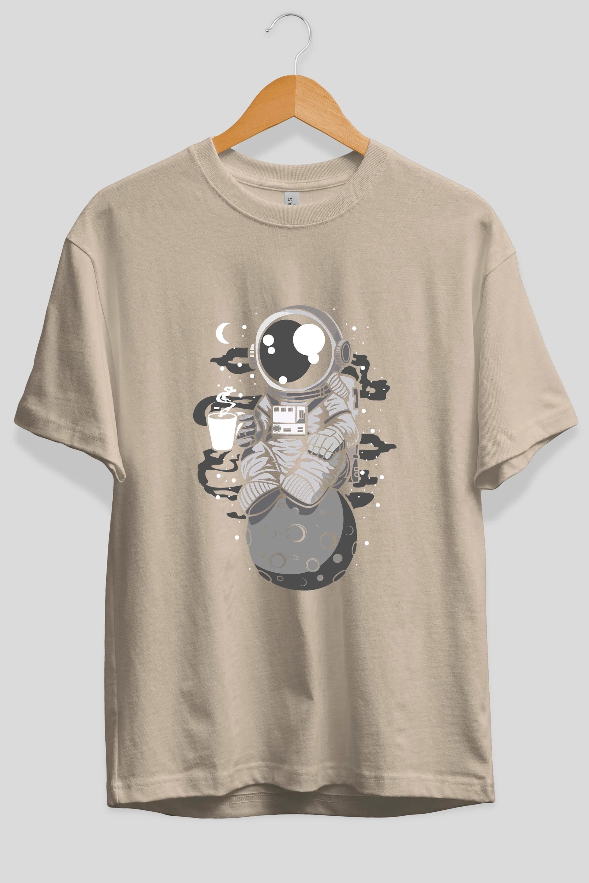 Astronaut Coffee Ön Baskılı Oversize t-shirt Erkek Kadın Unisex