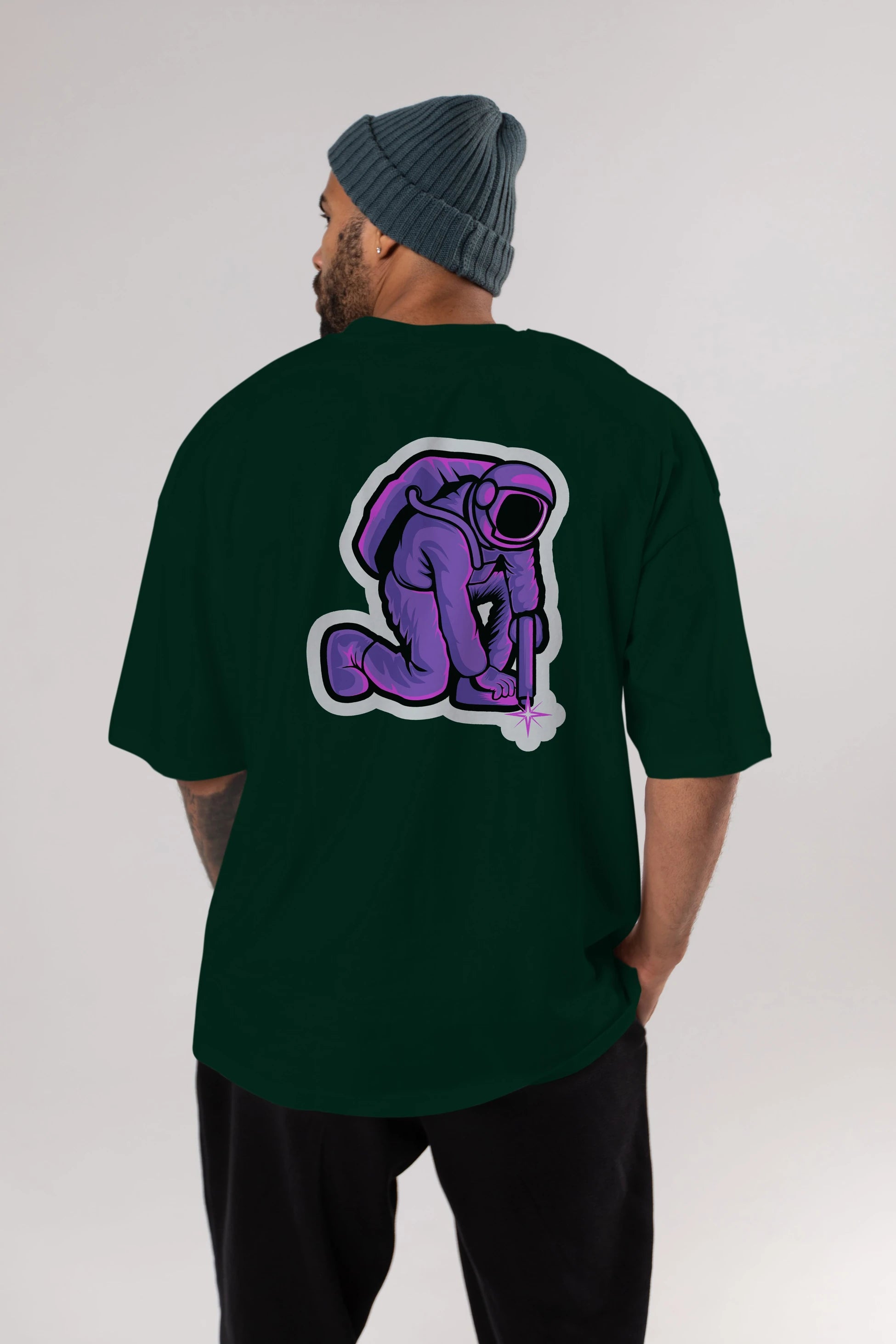 Welding in Space Sticker Arka Baskılı Oversize t-shirt Erkek Kadın Unisex