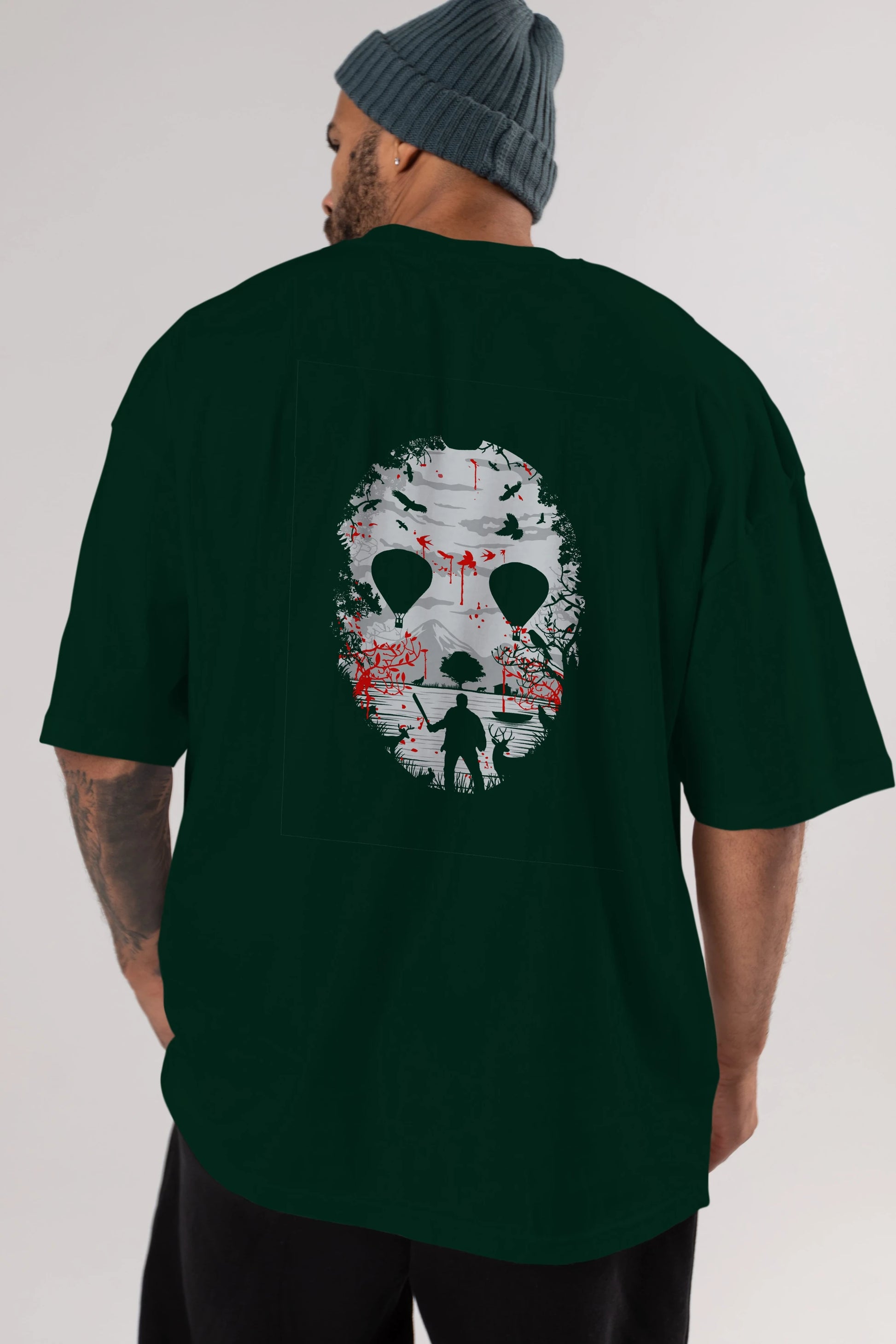 Crystal Lake Arka Baskılı Oversize t-shirt %100 pamuk Erkek Kadın Unisex