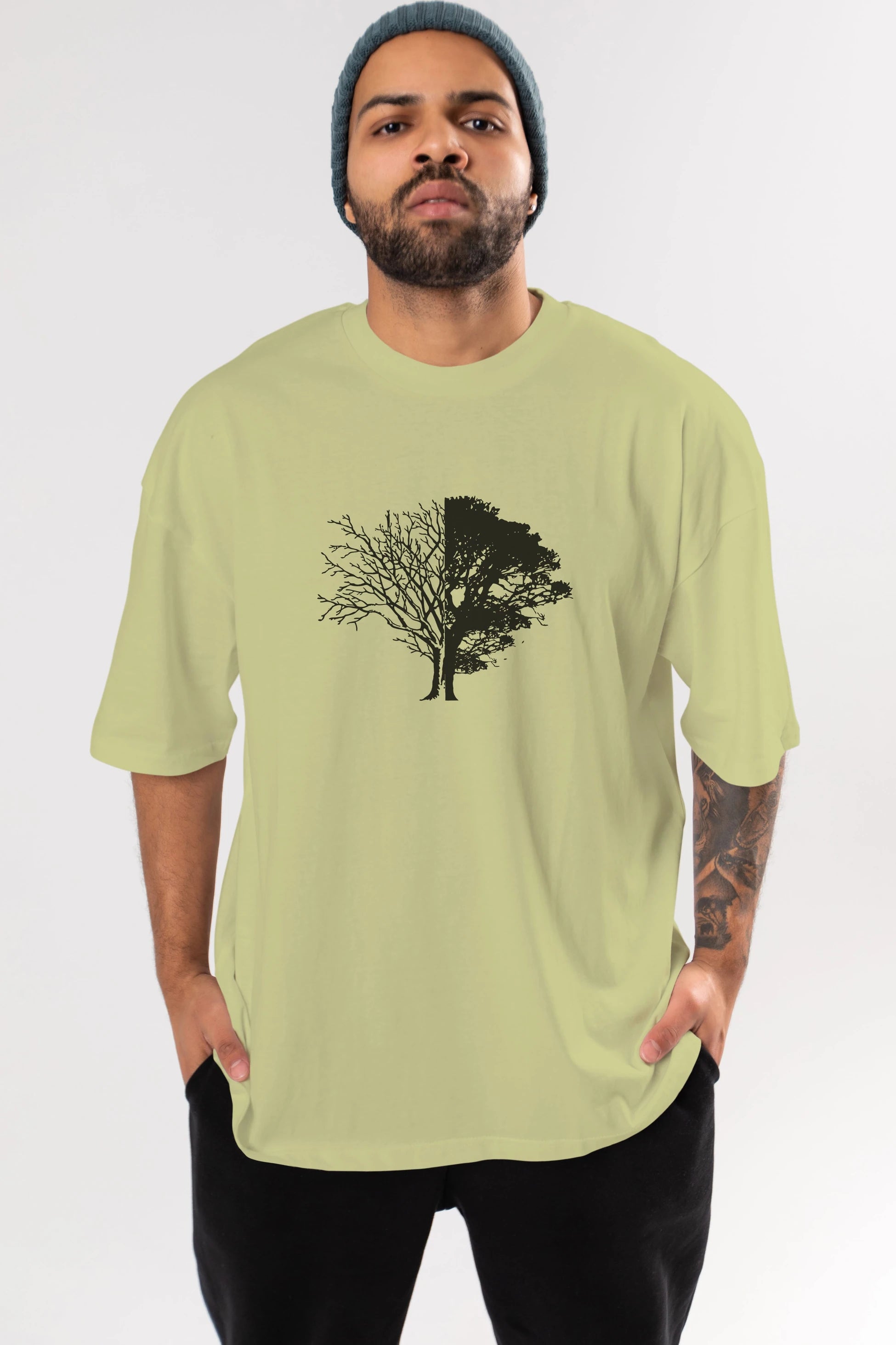 Life And Death Ön Baskılı Oversize t-shirt %100 pamuk Erkek Kadın Unisex
