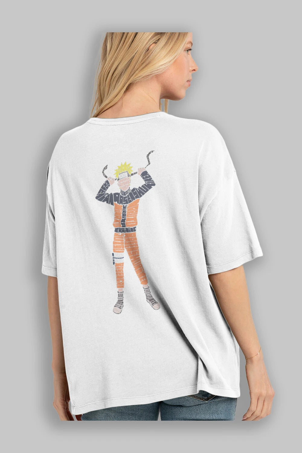 Naruto Arka Baskılı Oversize t-shirt %100 pamuk Erkek Kadın Unisex