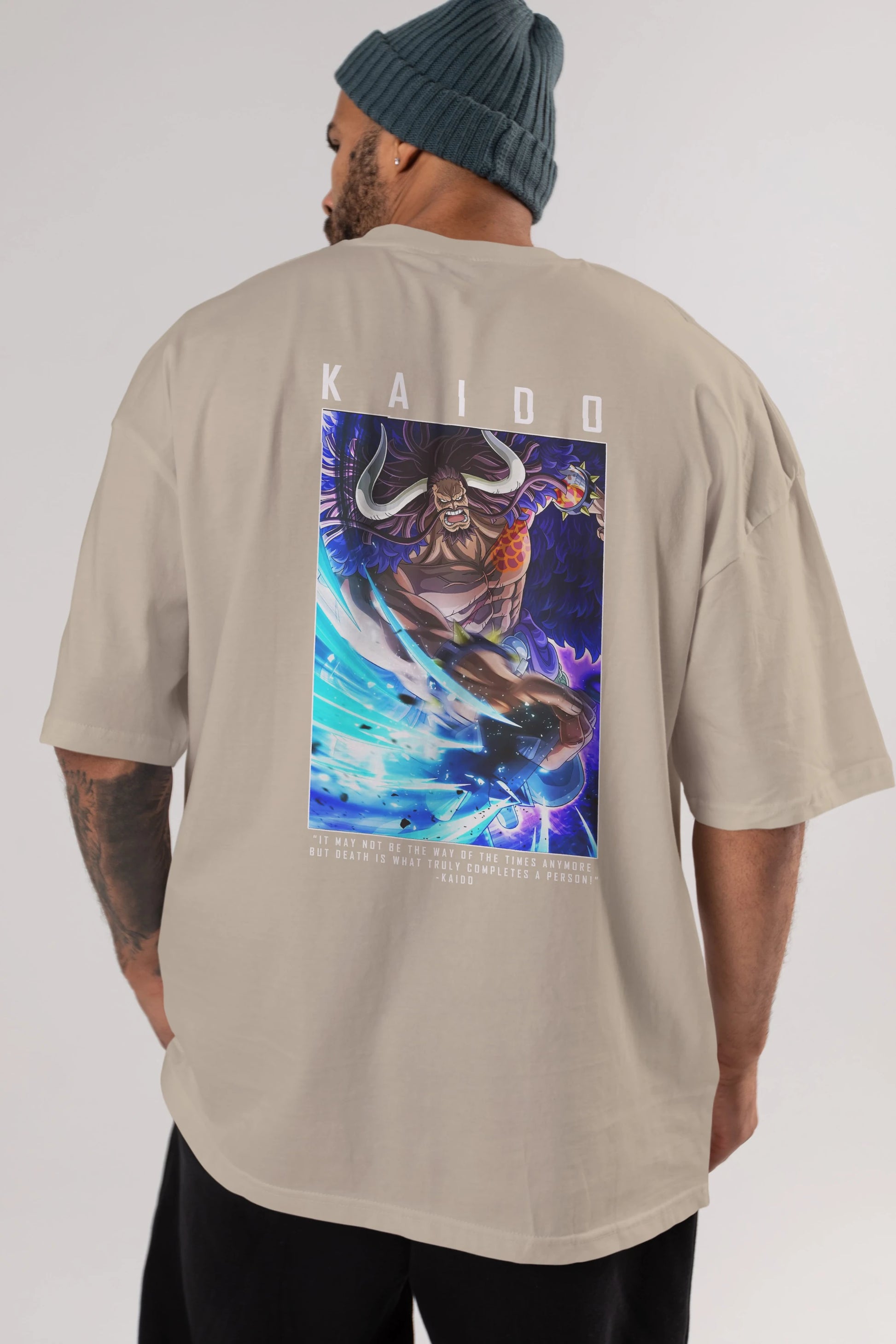 Kaido 2 Anime Arka Baskılı Oversize t-shirt Erkek Kadın Unisex %100 pamuk tişort