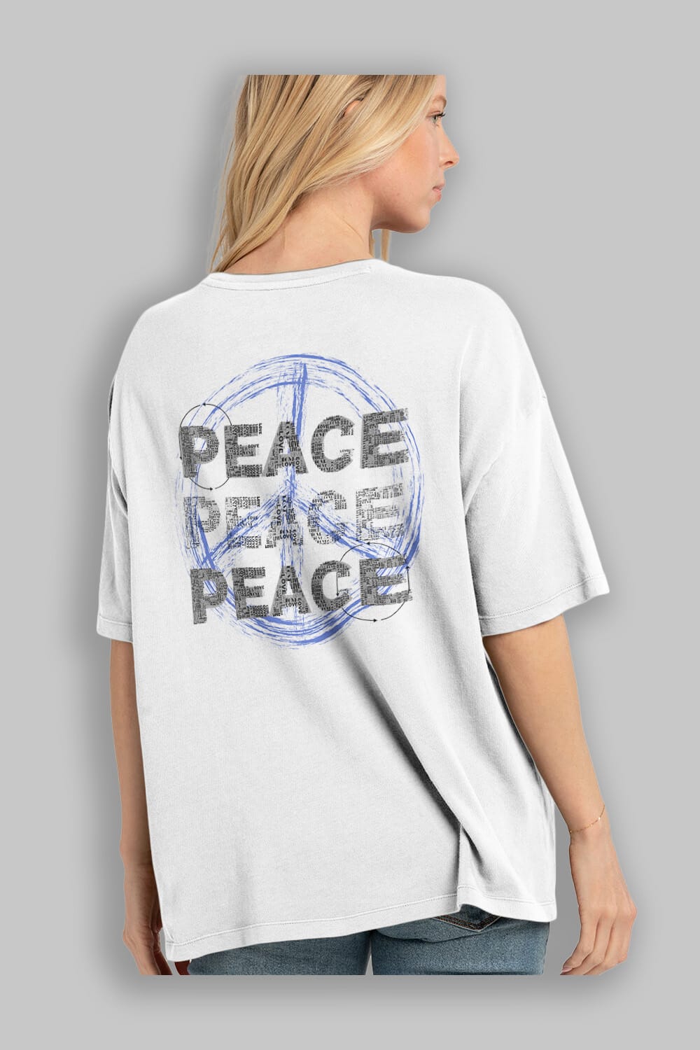 Peace Yazılı Arka Baskılı Oversize t-shirt Erkek Kadın Unisex