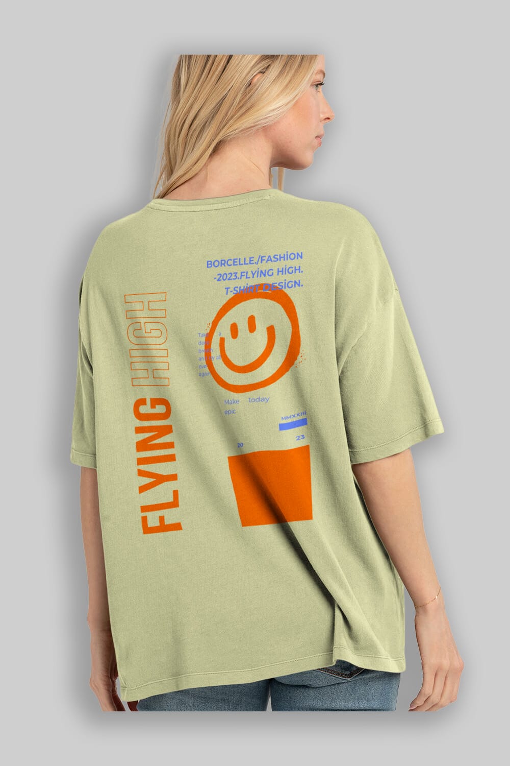 Flying High Yazılı Arka Baskılı Oversize t-shirt Erkek Kadın Unisex