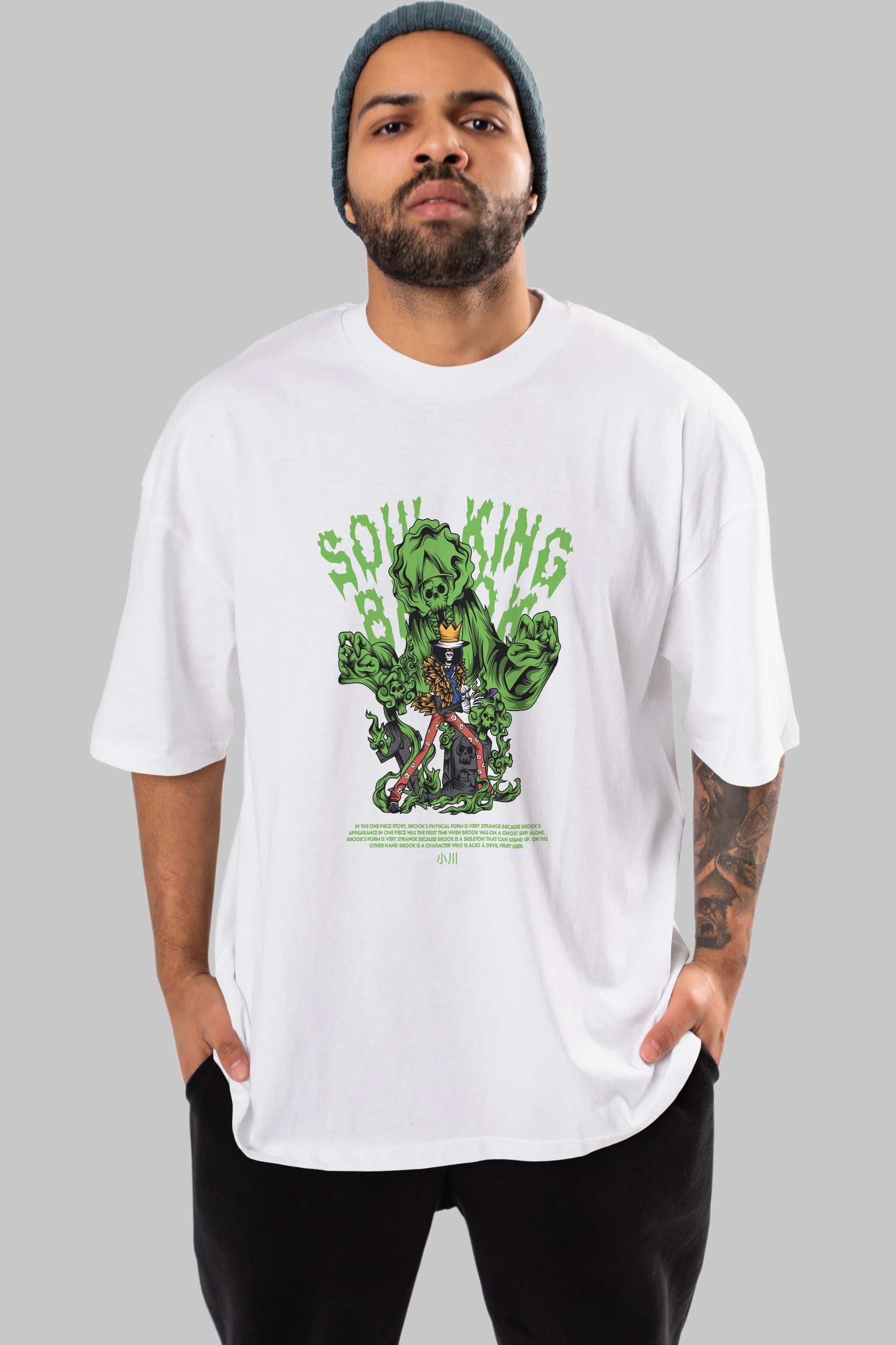 Soul King Brook Anime Ön Baskılı Oversize t-shirt %100 pamuk Erkek Kadın Unisex