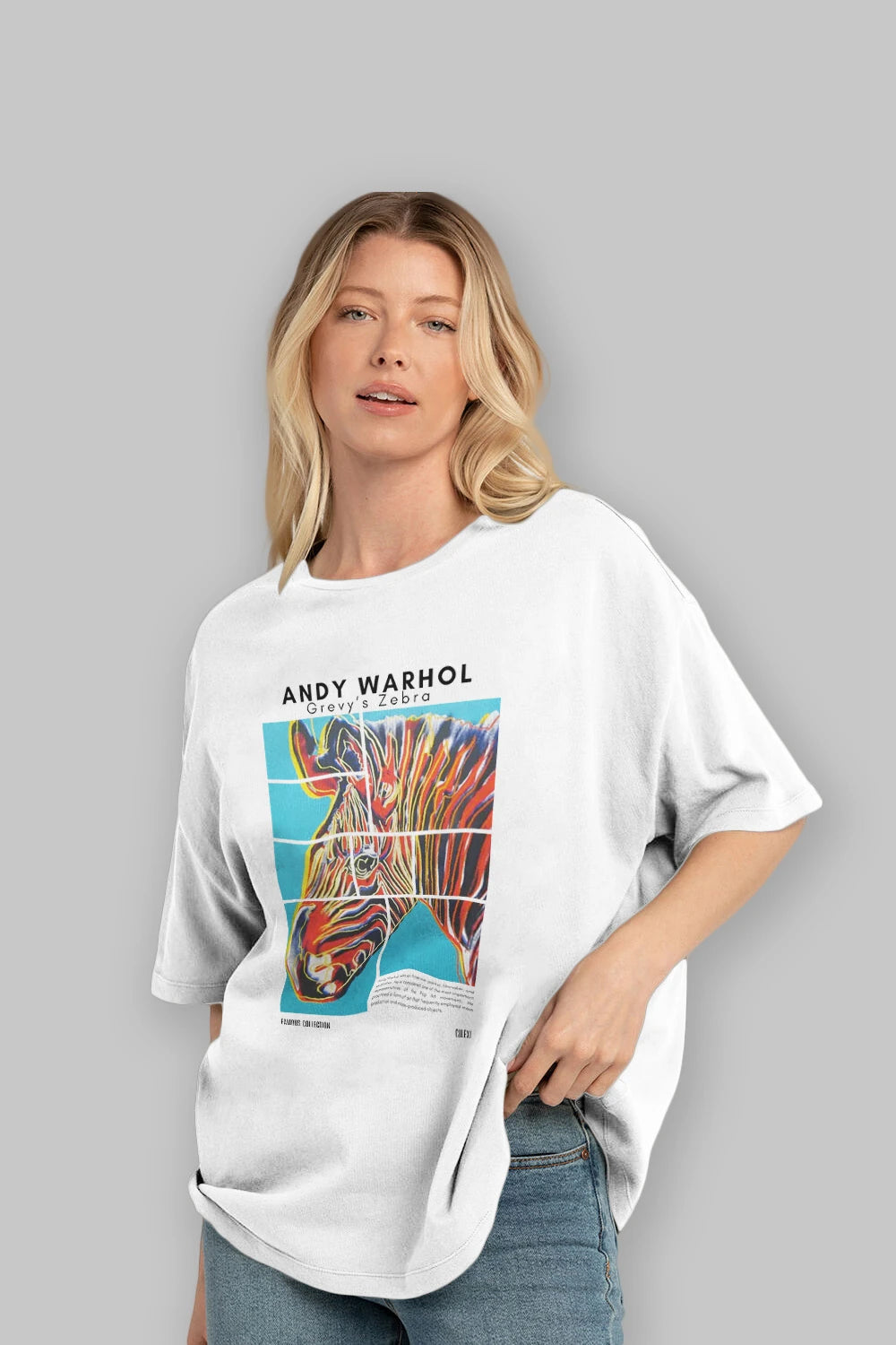 Andy Warhol ön Baskılı Oversize t-shirt Erkek Kadın Bisiklet Yaka Pamuk tişort