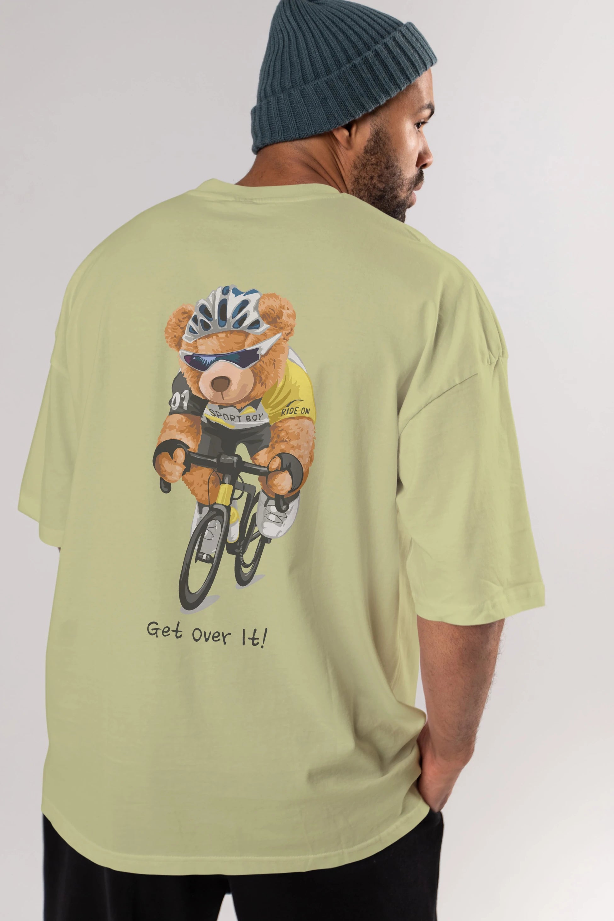 Teddy Bear Sport Boy Arka Baskılı Oversize t-shirt Erkek Kadın Unisex %100 Pamuk