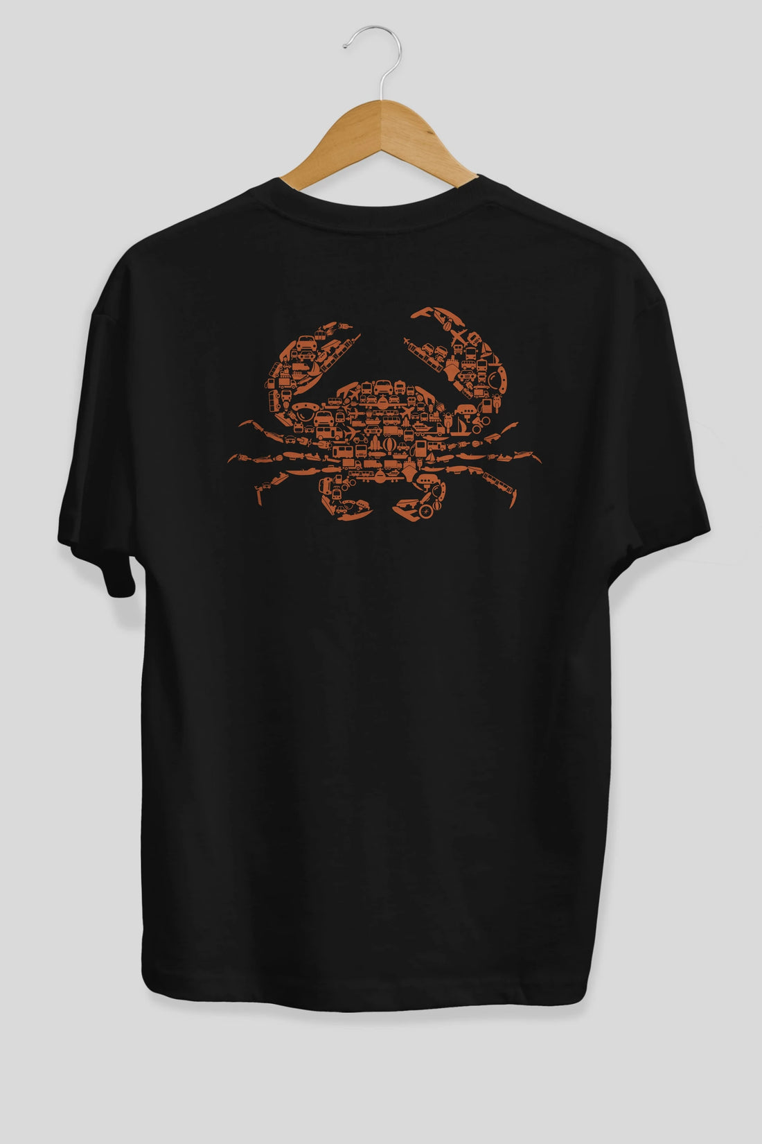 Crab Arka Baskılı Oversize t-shirt %100 pamuk Erkek Kadın Unisex