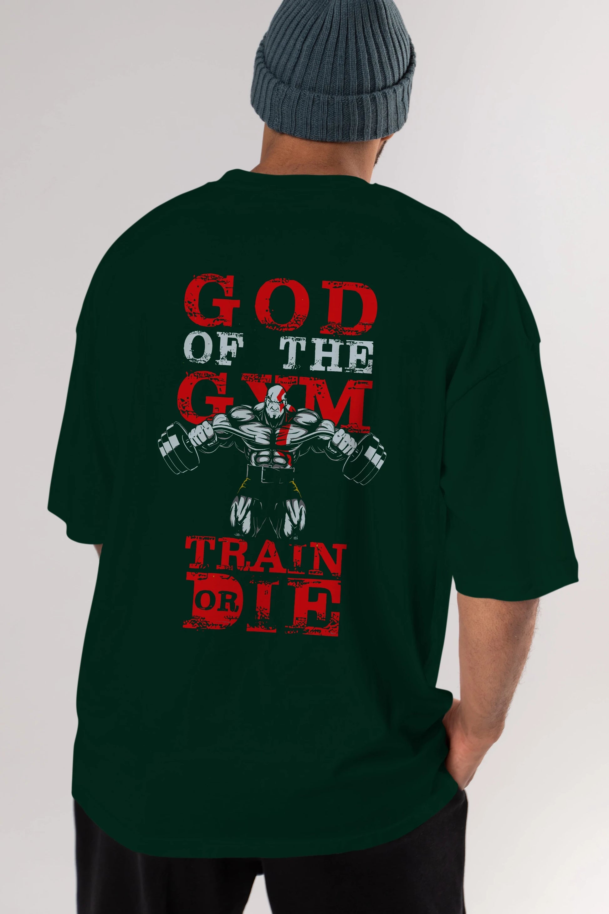 God of The GYM Arka Baskılı Oversize t-shirt Erkek Kadın Unisex %100 Pamuk Bisiklet Yaka tişort