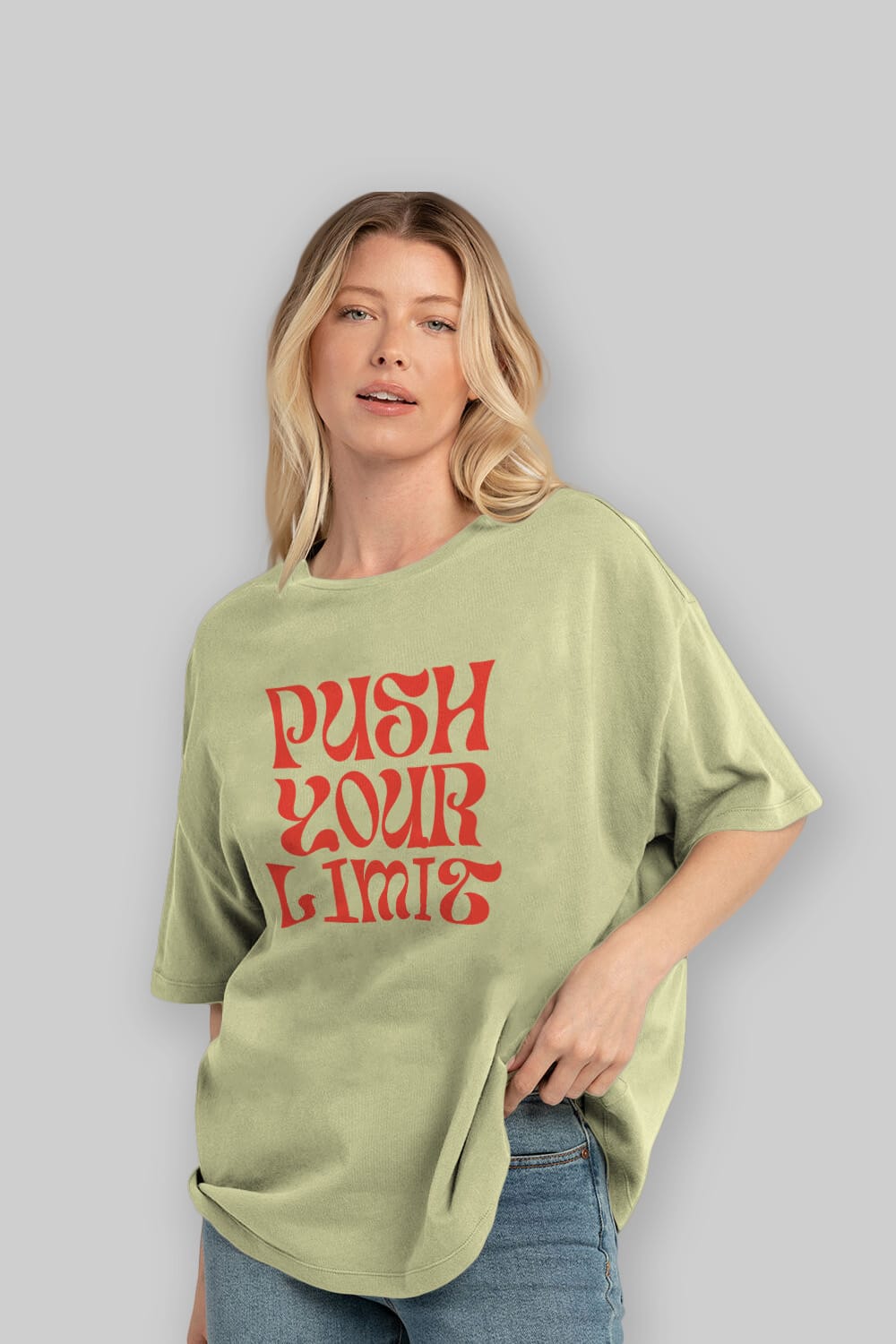 Push Your Limit Yazılı 2 Ön Baskılı Oversize t-shirt Erkek Kadın Unisex