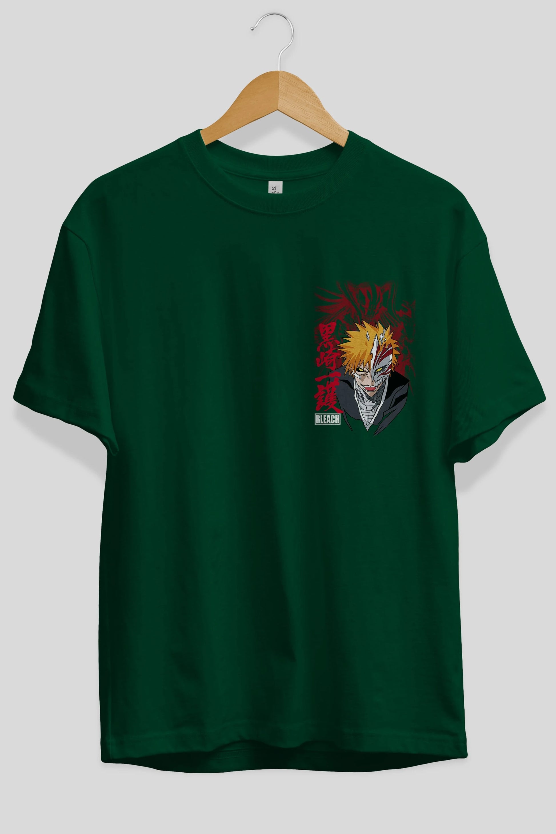 ICHIGO KUROSAKI VIZARD Ön Sol Baskılı Oversize t-shirt Erkek Kadın Unisex %100 Pamuk Bisiklet Yaka tişort
