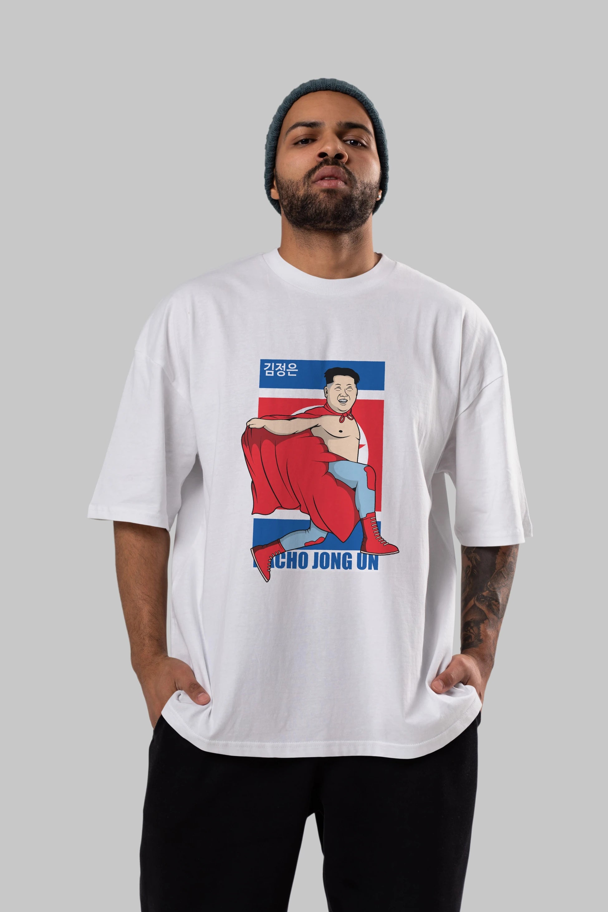Nacho Libre Jong Un Ön Baskılı Oversize t-shirt Erkek Kadın Unisex %100 Pamuk tişort