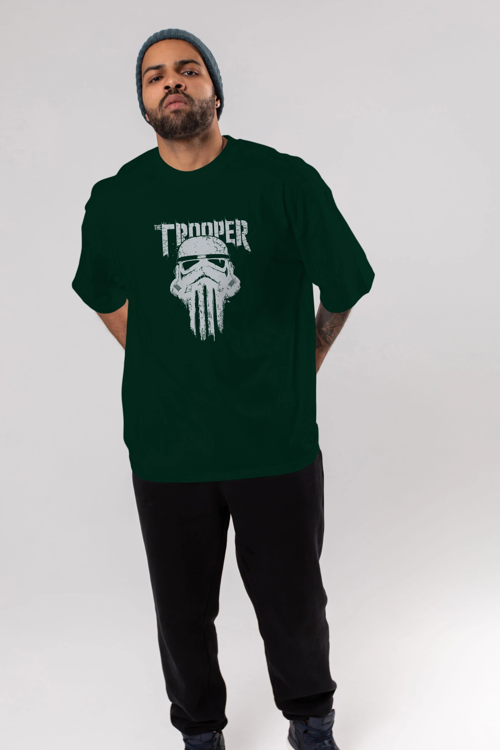 The Trooper Ön Baskılı Oversize t-shirt Erkek Kadın Unisex %100 Pamuk Bisiklet Yaka tişort