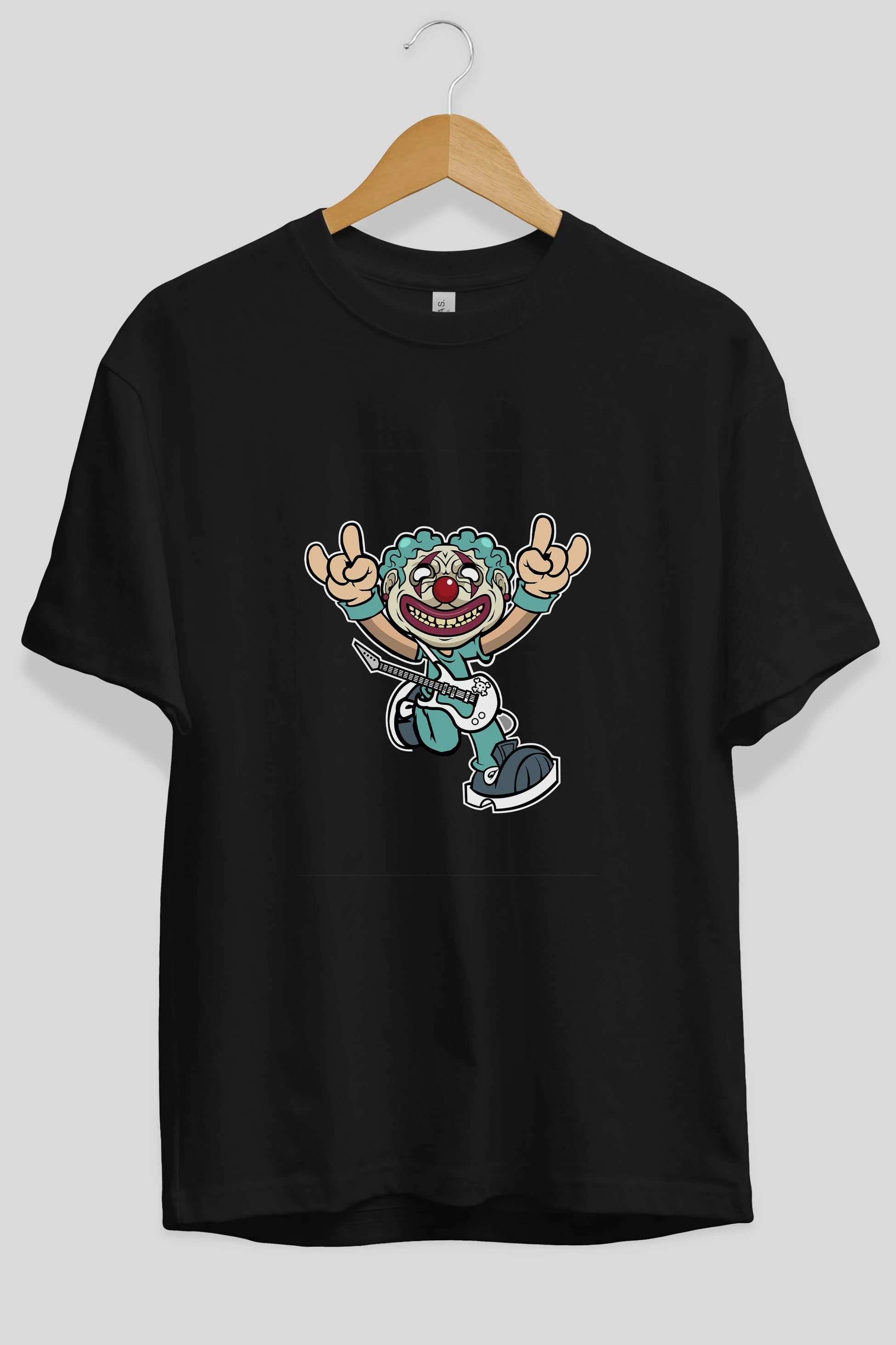 Clown Punk Ön Baskılı Oversize t-shirt Erkek Kadın Unisex %100 Pamuk tişort