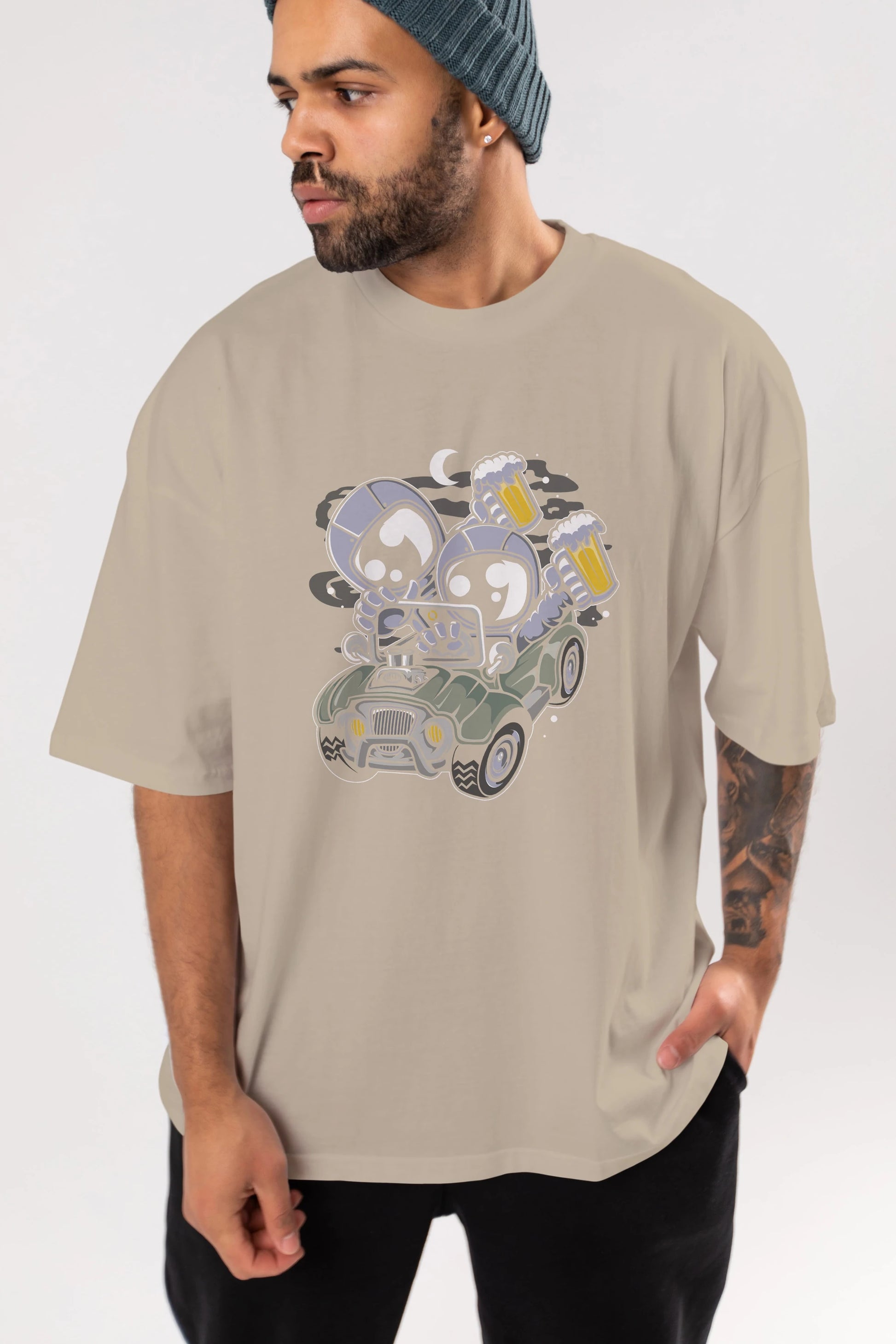 Astronaut Offroad Ön Baskılı Oversize t-shirt Erkek Kadın Unisex
