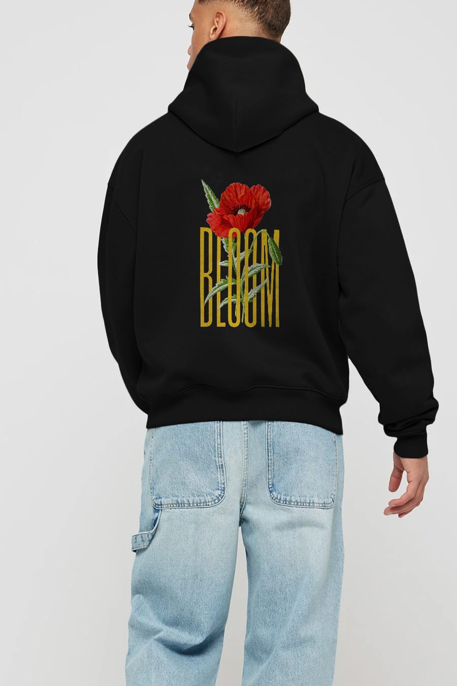 Bloom Flower Arka Baskılı Oversize Hoodie Kapüşonlu Sweatshirt Erkek Kadın Unisex