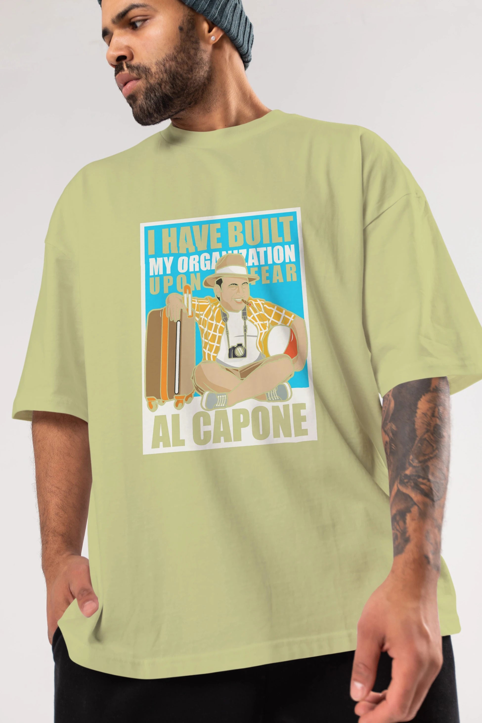 Al Capone Holiday Ön Baskılı Oversize t-shirt Erkek Kadın Unisex %100 Pamuk tişort