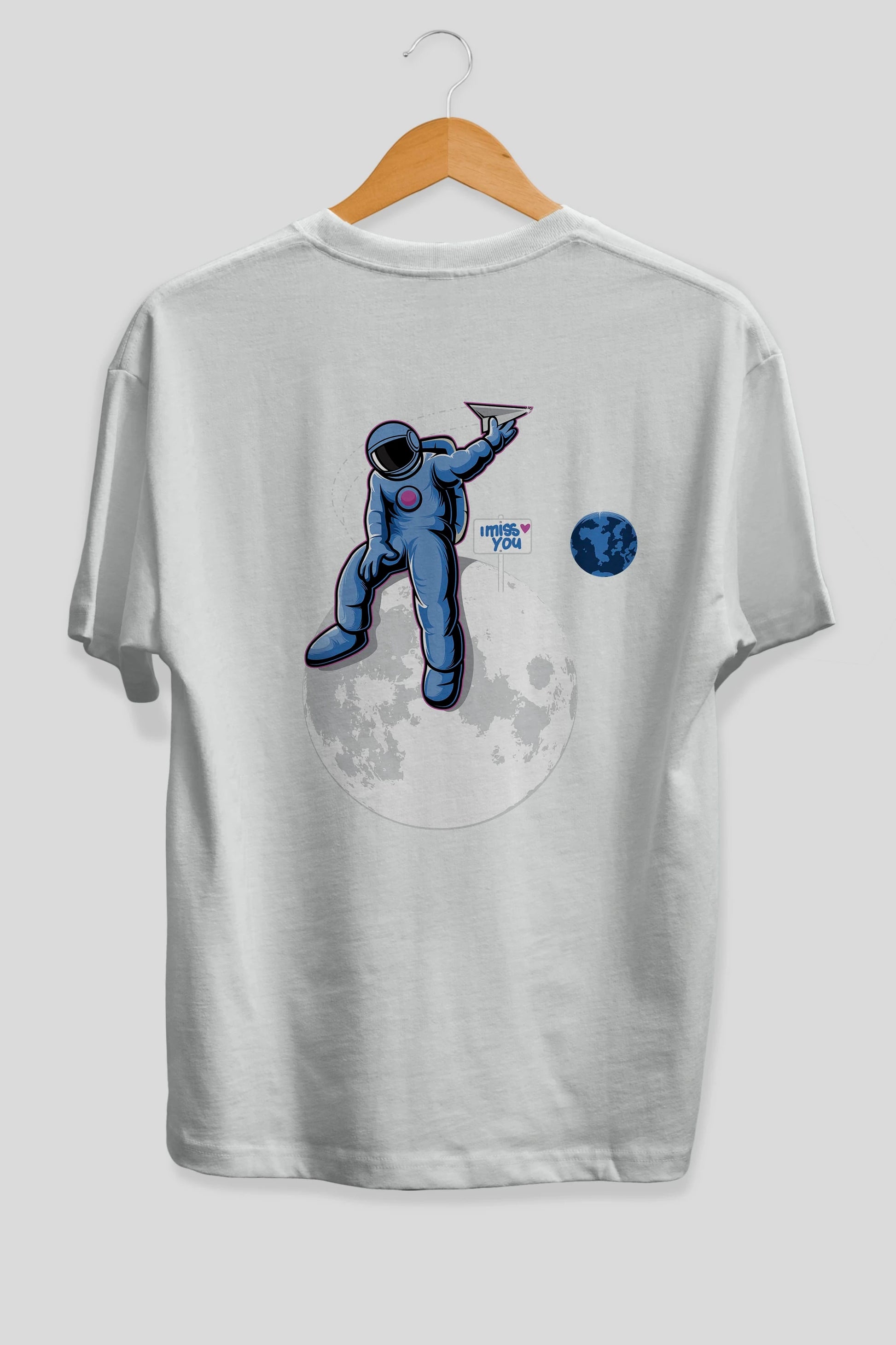 Astro Missing Earth Arka Baskılı Oversize t-shirt Erkek Kadın Unisex