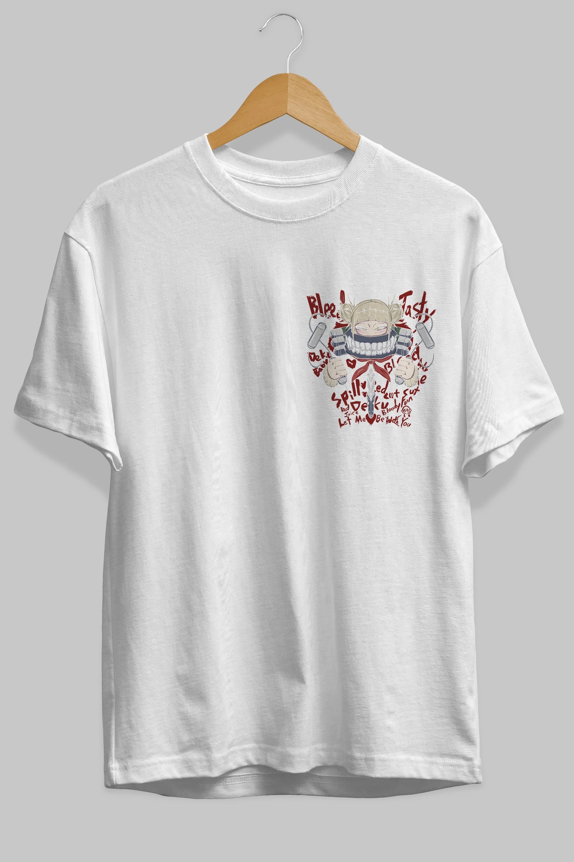 Himiko Toga 1 Ön Sol Baskılı Oversize t-shirt Erkek Kadın Unisex %100 Pamuk Bisiklet Yaka tişort