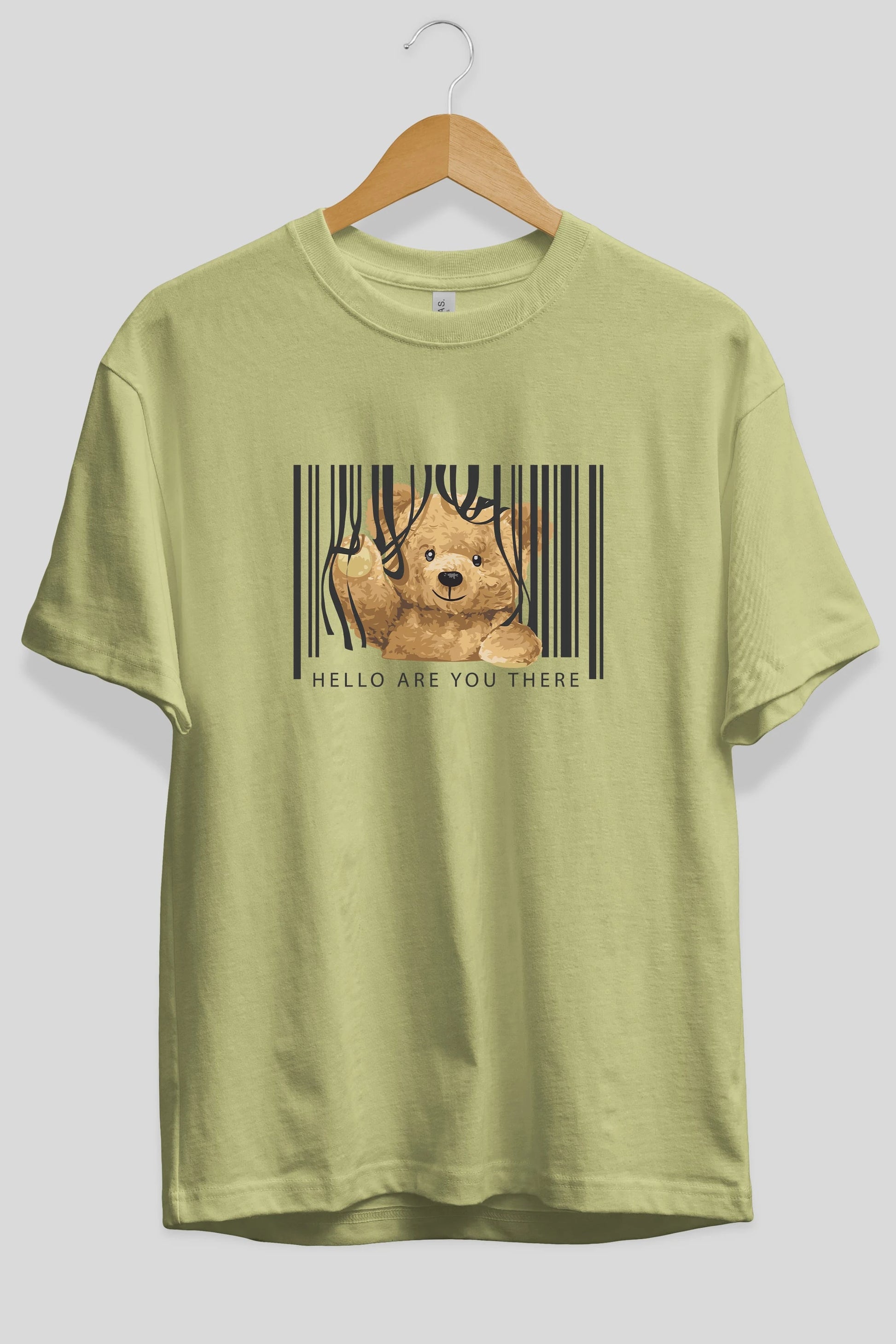 Teddy Bear Hello Ön Baskılı Oversize t-shirt Erkek Kadın Unisex %100 Pamuk