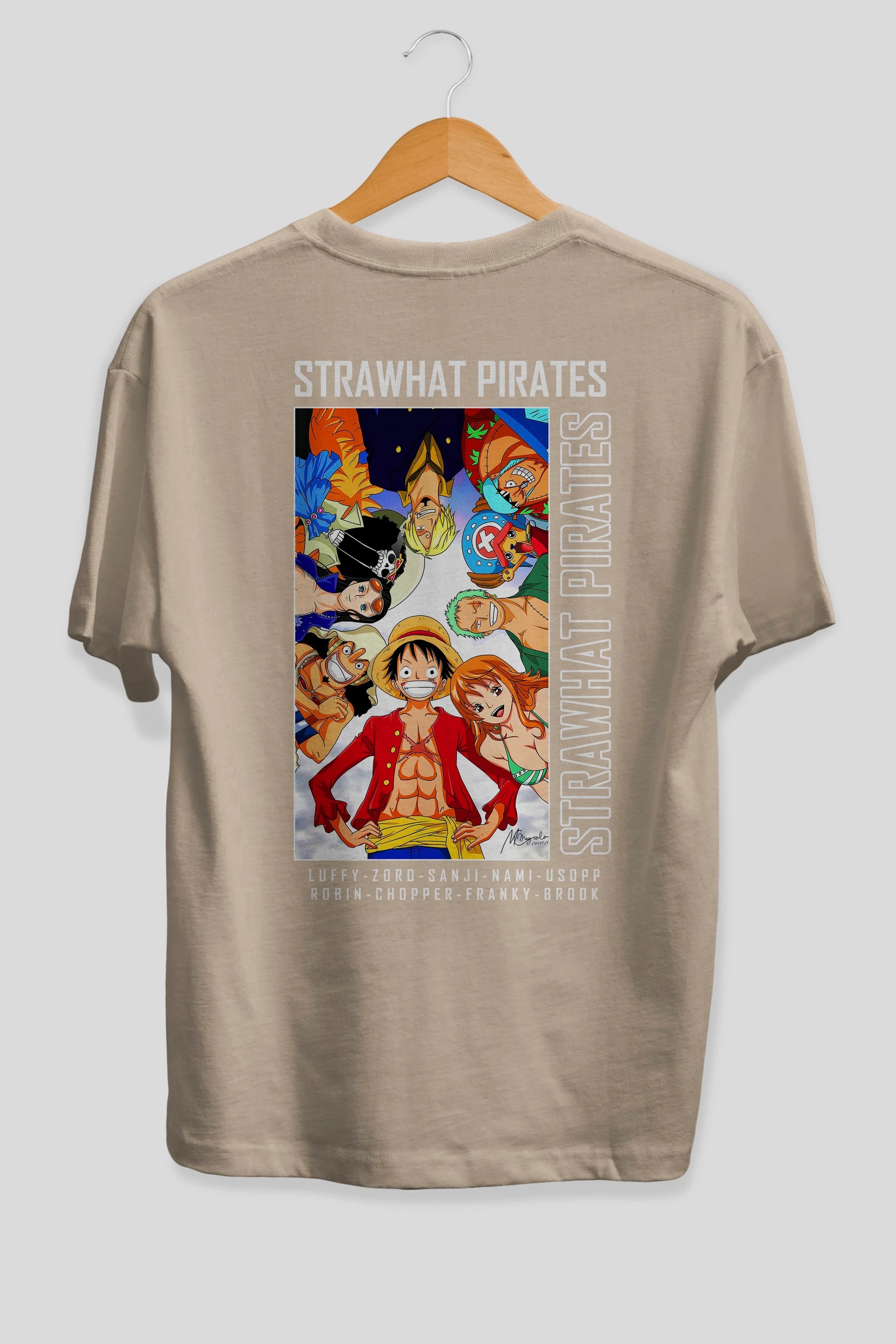 Luffy Strahwat Anime Arka Baskılı Oversize t-shirt Erkek Kadın Unisex %100 pamuk tişort