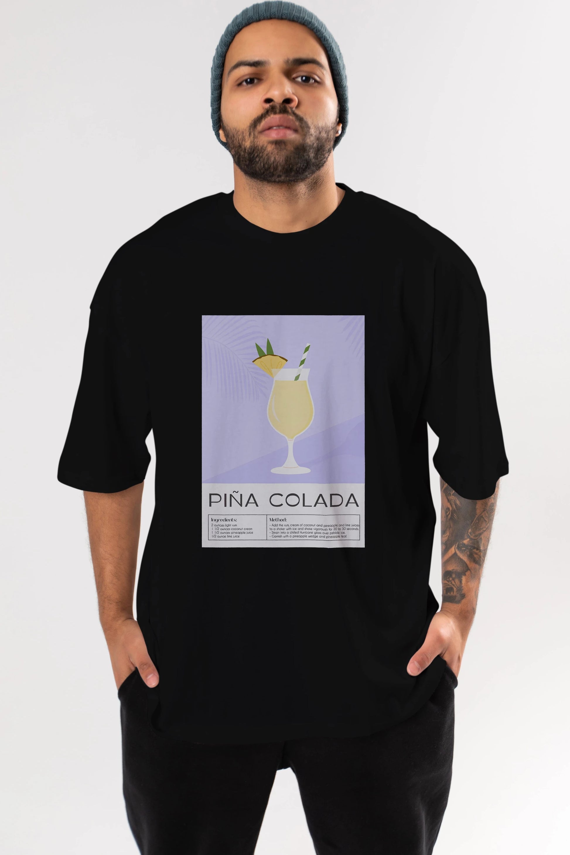 PIna Colada 6 Ön Baskılı Oversize t-shirt Erkek Kadın Unisex %100 Pamuk Bisiklet Yaka tişort