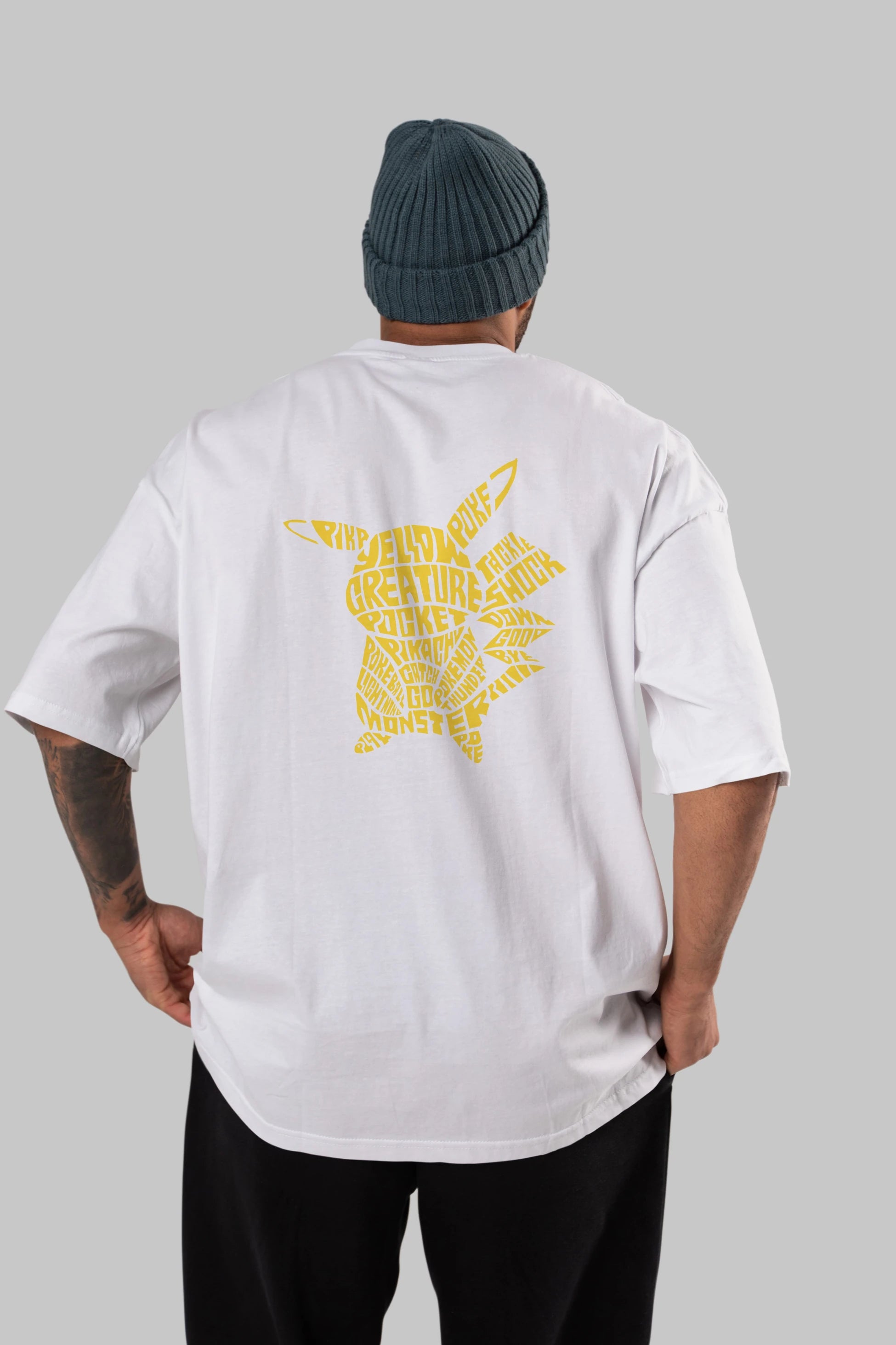Pocket Monster Arka Baskılı Oversize t-shirt %100 pamuk Erkek Kadın Unisex