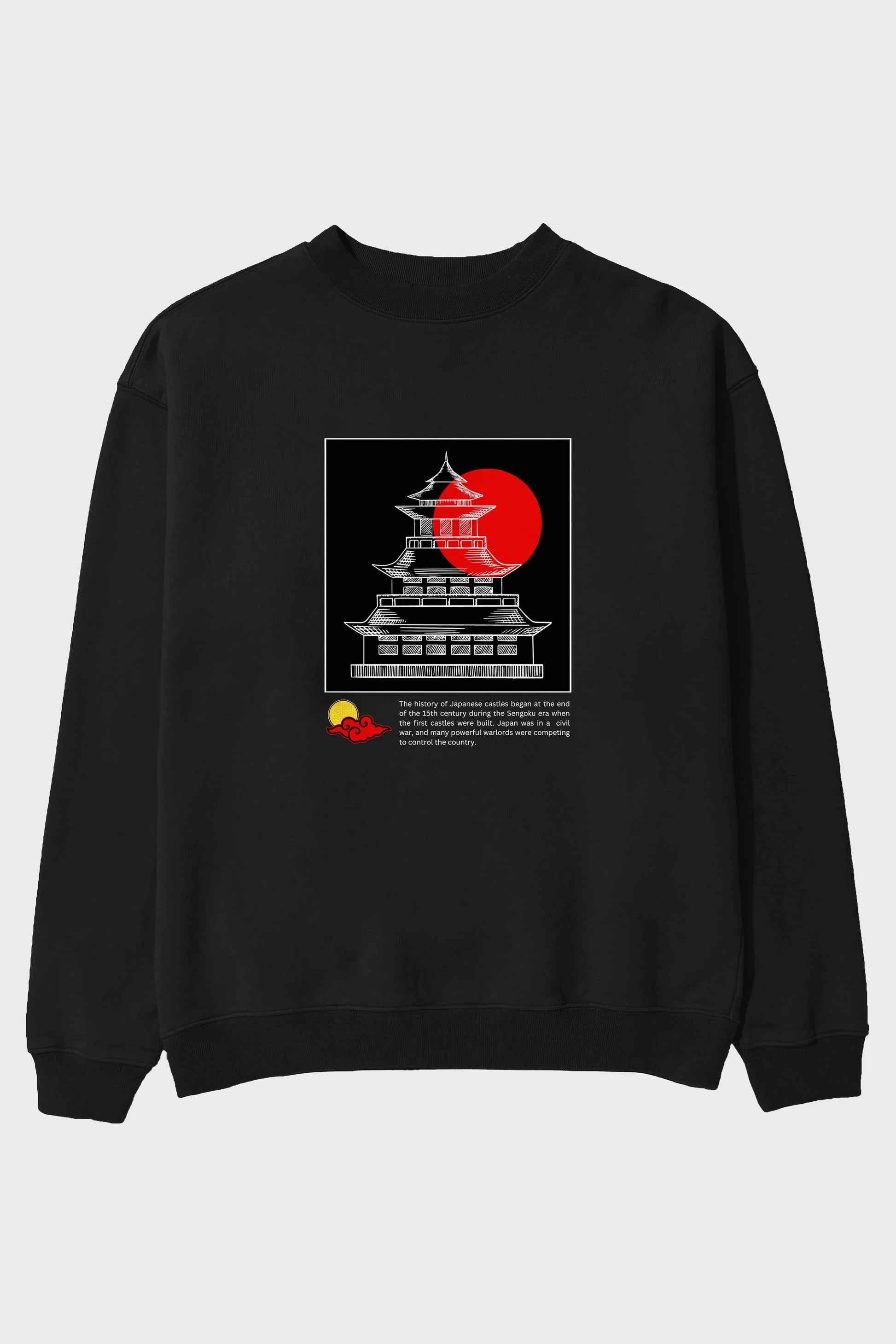 Retro Japanese Ön Baskılı Oversize Sweatshirt Erkek Kadın Unisex