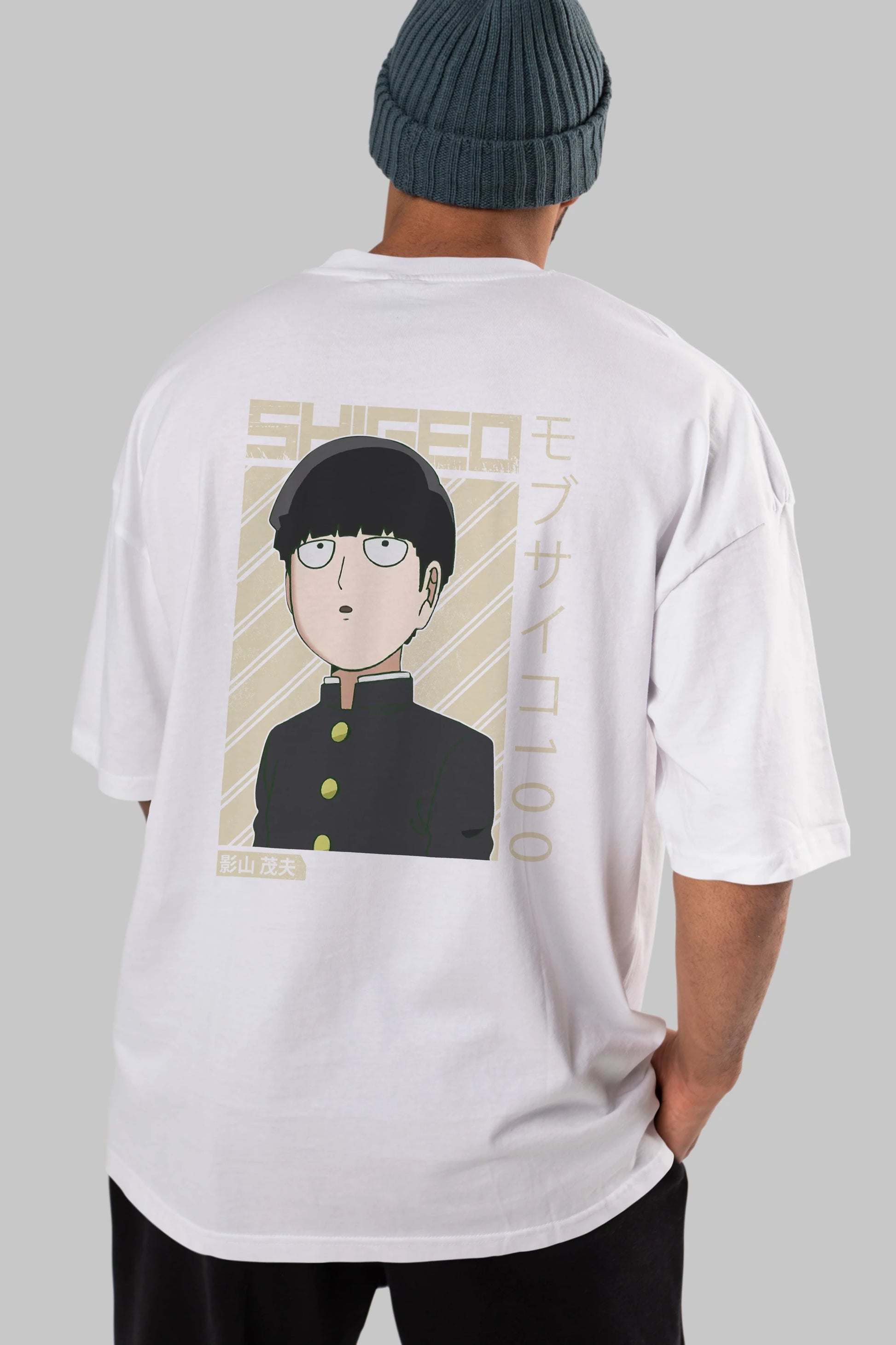 Shigeo Kageyama 2 Anime Arka Baskılı Oversize t-shirt Erkek Kadın Unisex